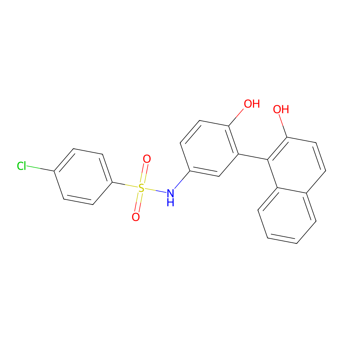 4-chloro-N-[4-hydroxy-3-(2-hydroxynaphthalen-1-yl)phenyl]benzene-1-sulfonamide molecular structure, CAS 28023-10-1
