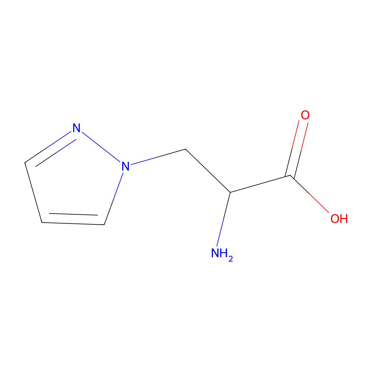 alpha-amino-1H-pyrazole-1-propanoic acid molecular structure, CAS 28024-60-4