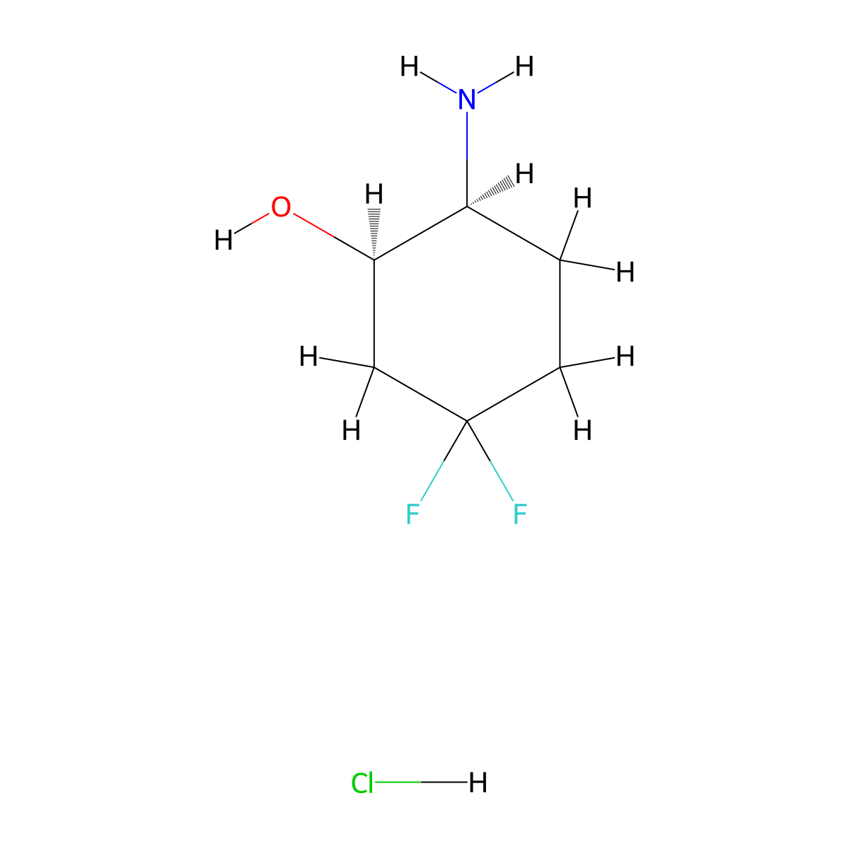 cis-2-Amino-5,5-difluoro-cyclohexanol;hydrochloride molecular structure, CAS 2802522-88-7