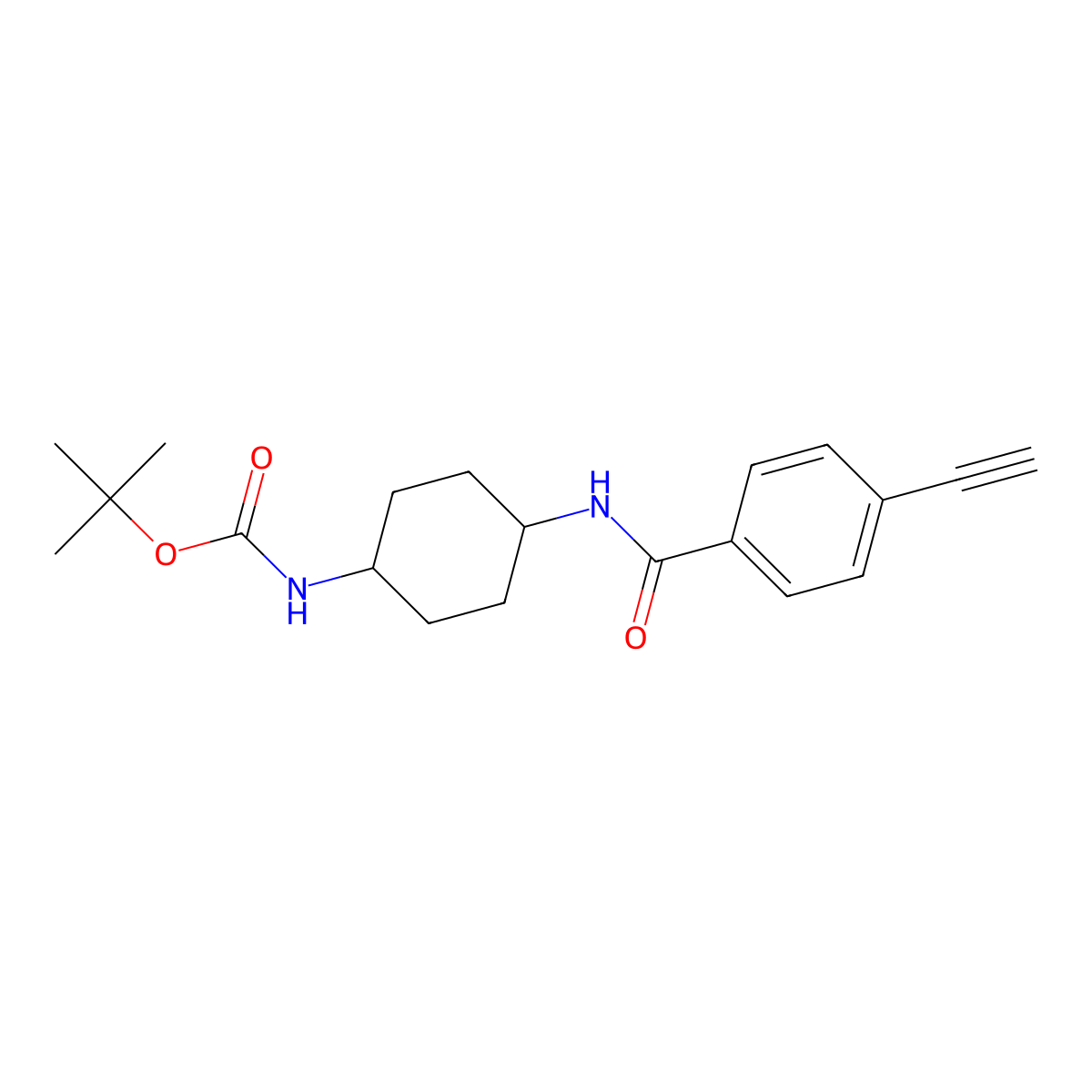 tert-Butyl ((1r,4r)-4-(4-ethynylbenzamido)cyclohexyl)carbamate molecular structure, CAS 2802574-62-3