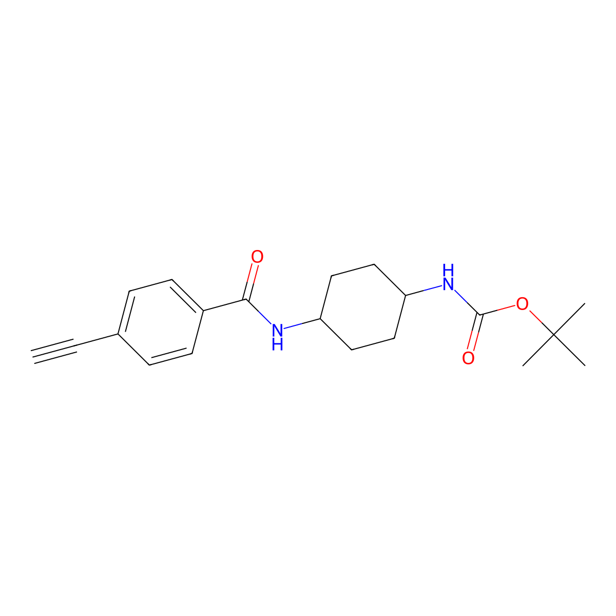tert-Butyl ((1r,4r)-4-(4-ethynylbenzamido)cyclohexyl)carbamate molecular structure, CAS 2802574-62-3