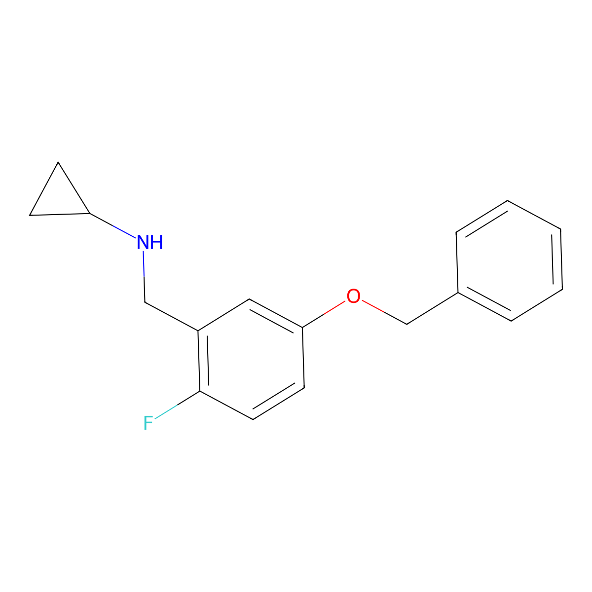 N-(5-(benzyloxy)-2-fluorobenzyl)cyclopropanamine molecular structure, CAS 2802576-14-1