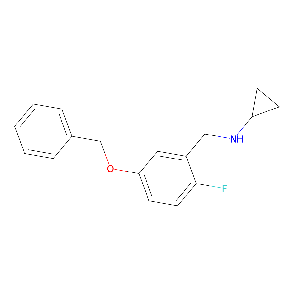 N-(5-(benzyloxy)-2-fluorobenzyl)cyclopropanamine molecular structure, CAS 2802576-14-1