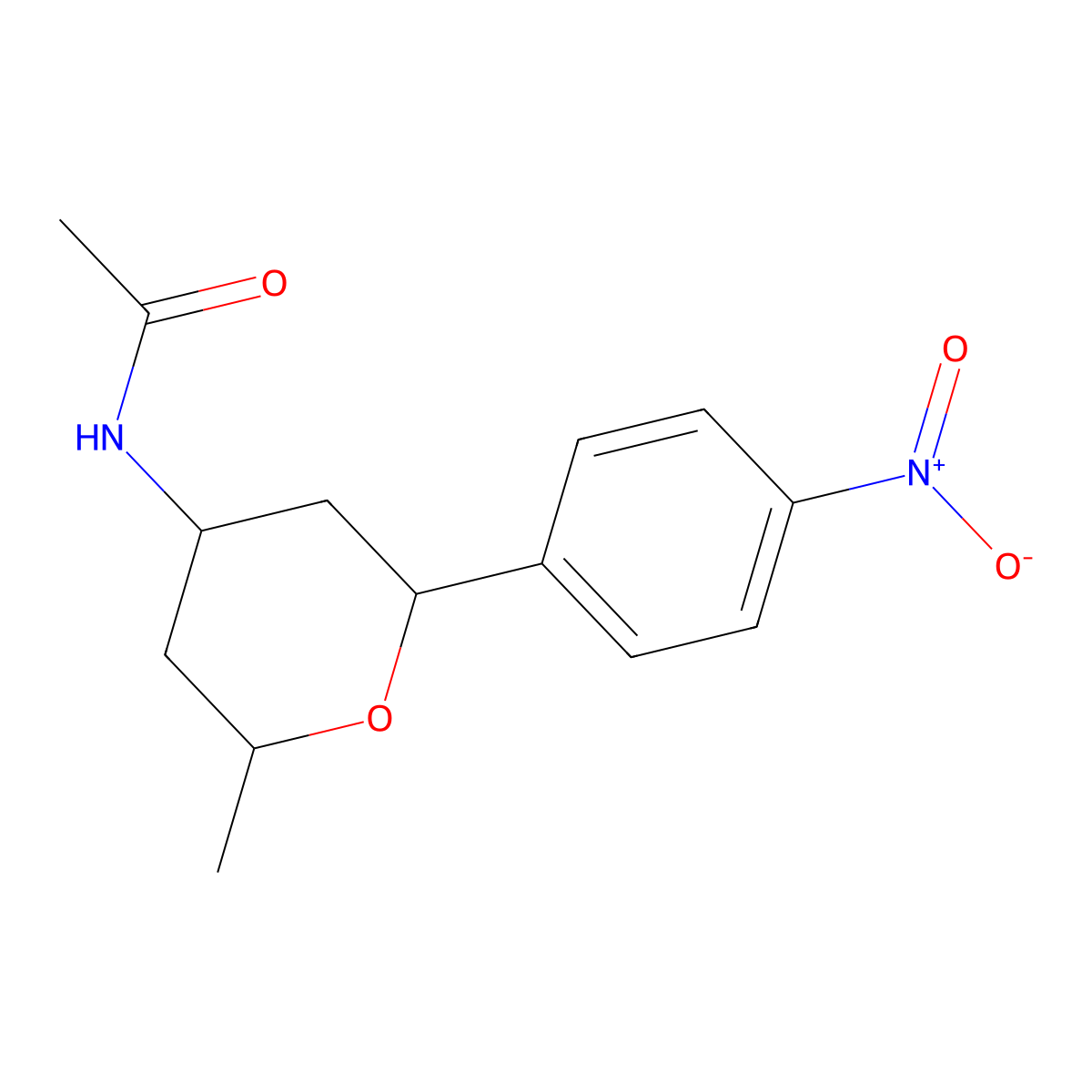 rac-N-((2R,4S,6R)-2-methyl-6-(4-nitrophenyl)tetrahydro-2H-pyran-4-yl)acetamide molecular structure, CAS 2802681-67-8