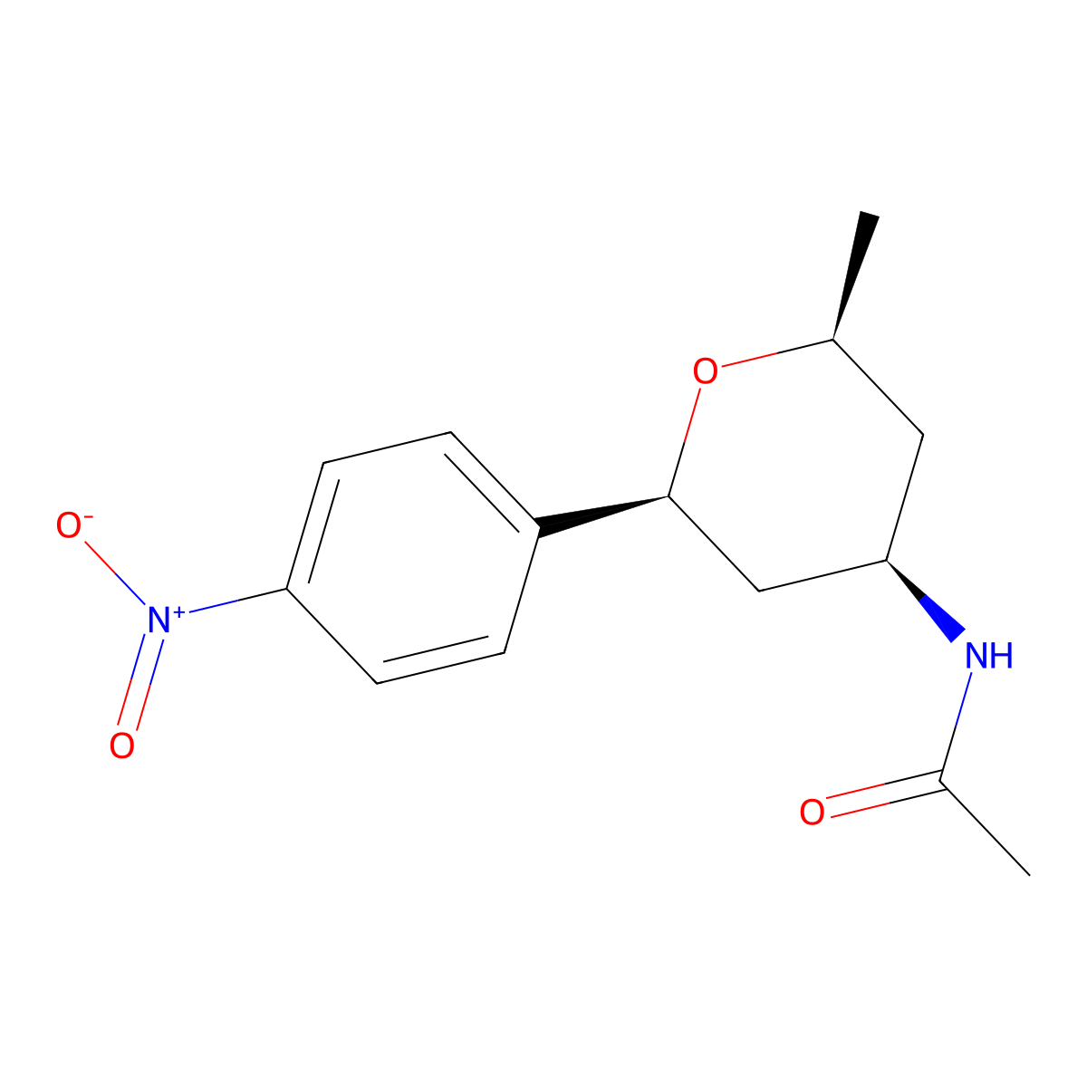 rac-N-((2R,4S,6R)-2-methyl-6-(4-nitrophenyl)tetrahydro-2H-pyran-4-yl)acetamide molecular structure, CAS 2802681-67-8