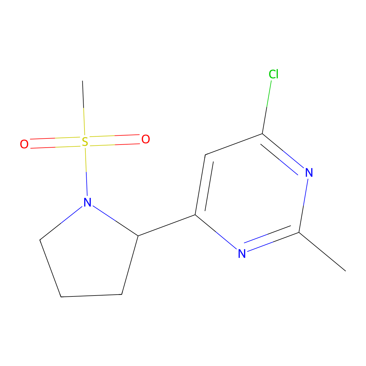 4-Chloro-2-methyl-6-(1-(methylsulfonyl)pyrrolidin-2-yl)pyrimidine molecular structure, CAS 2802681-76-9