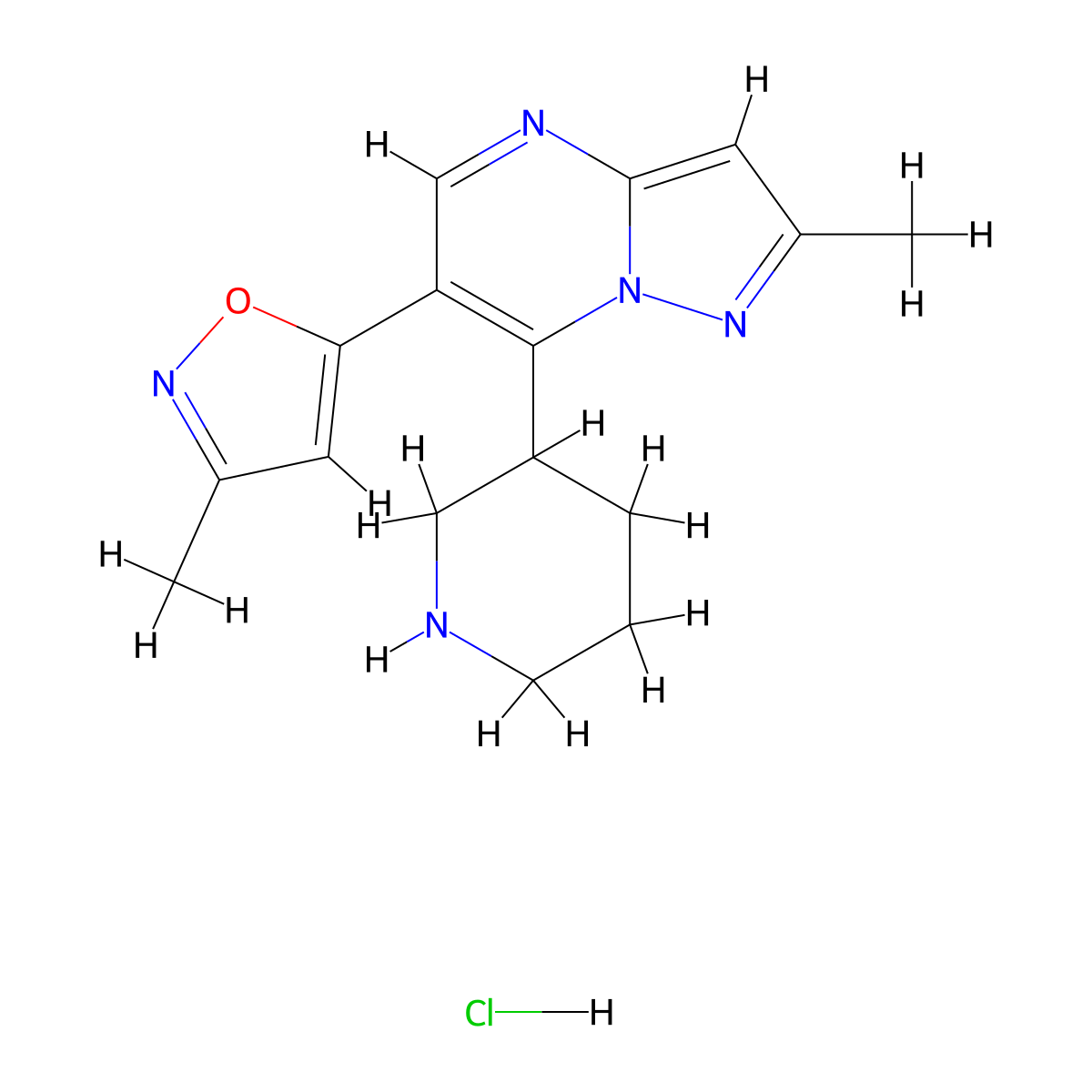 3-Methyl-5-(2-methyl-7-(piperidin-3-yl)pyrazolo[1,5-a]pyrimidin-6-yl)isoxazole hydrochloride molecular structure, CAS 2802681-88-3