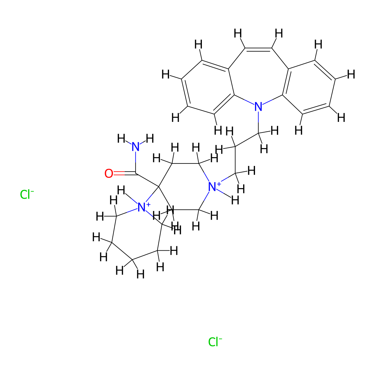 Isonipecotamide, 1-(3-(5H-dibenz(b,f)azepin-5-yl)propyl)-4-piperidino-, hydrochloride, hydrate (2:4:1) molecular structure, CAS 28027-99-8