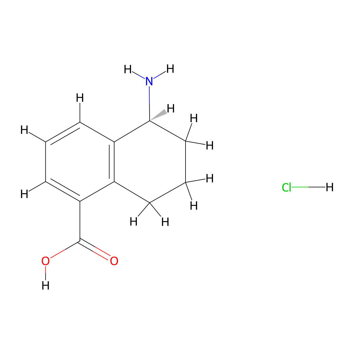 (5S)-5-amino-5,6,7,8-tetrahydronaphthalene-1-carboxylic acid hydrochloride molecular structure, CAS 2802735-87-9
