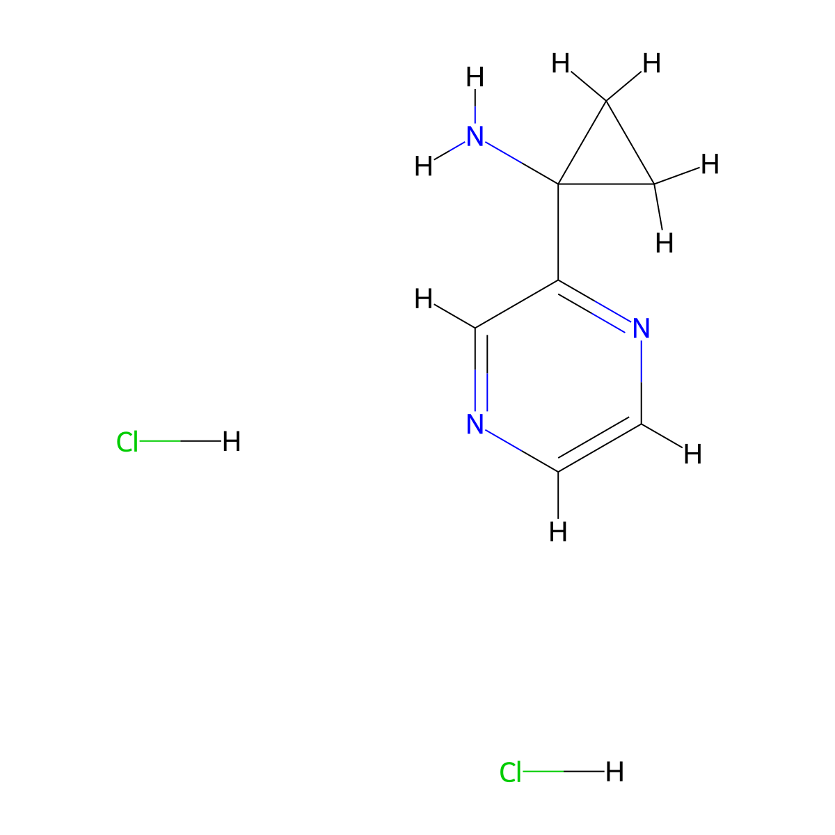 1-Pyrazin-2-ylcyclopropanamine;dihydrochloride molecular structure, CAS 2802785-15-3