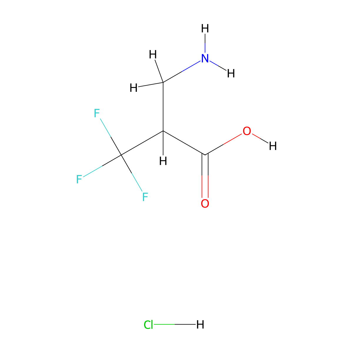 2-(Aminomethyl)-3,3,3-trifluoropropanoic acid hydrochloride molecular structure, CAS 2802794-65-4