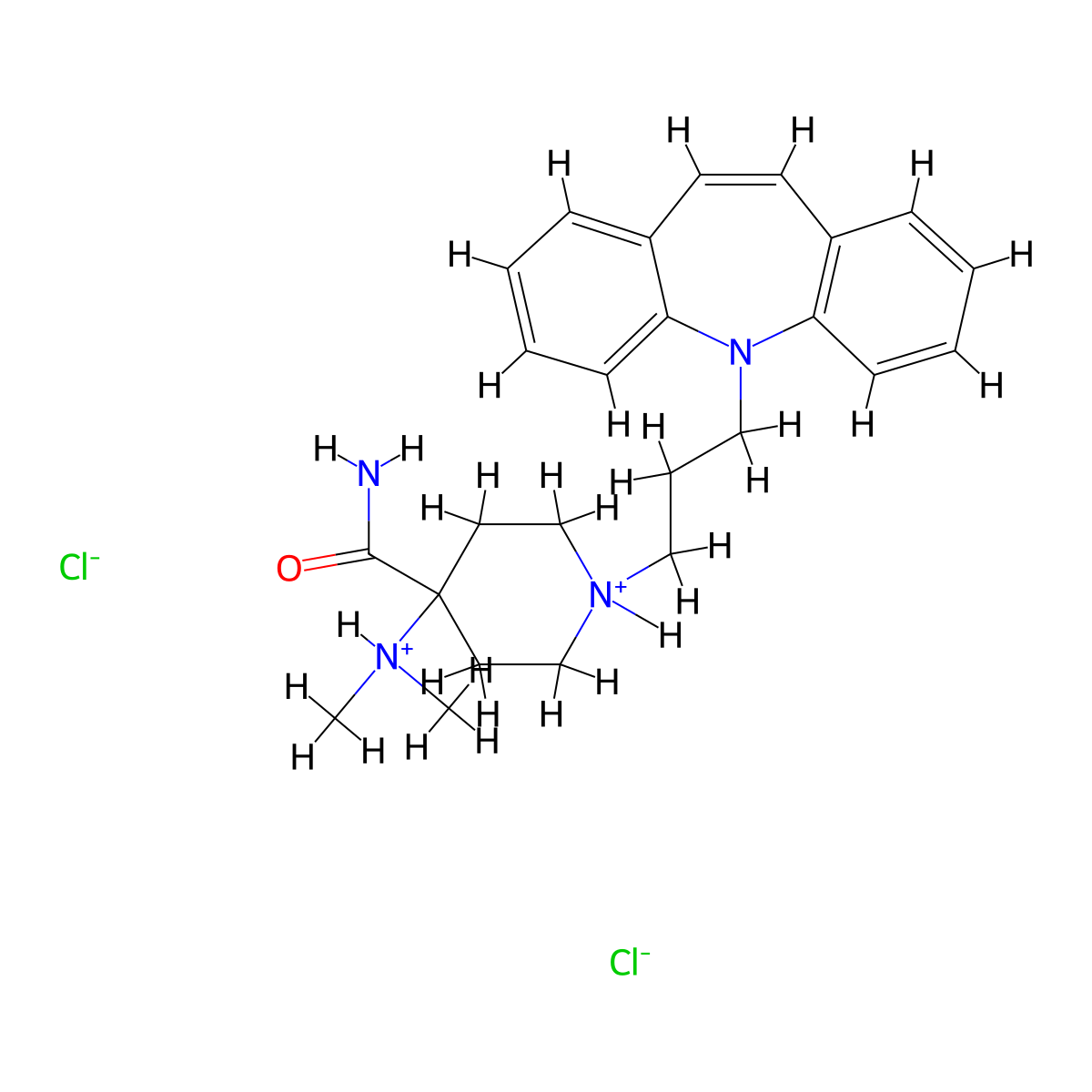 Isonipecotamide, 1-(3-(5H-dibenz(b,f)azepin-5-yl)propyl)-4-(dimethylamino)-, hydrochloride, hydrate (2:4:1) molecular structure, CAS 28028-00-4