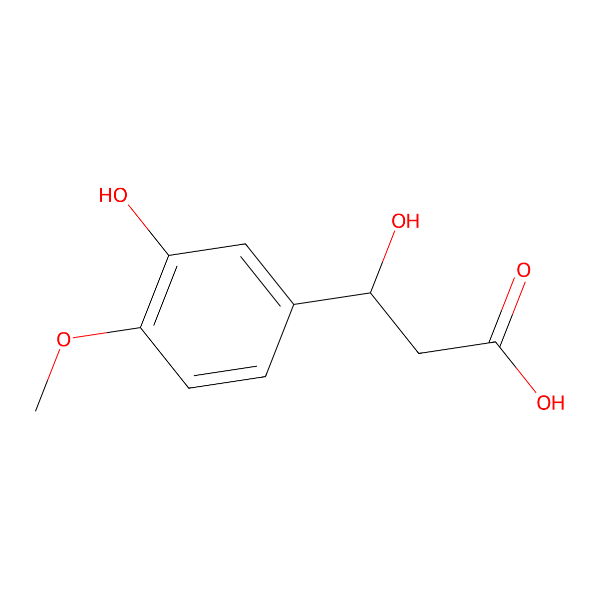 beta,3-Dihydroxy-4-methoxybenzenepropanoic acid molecular structure, CAS 28030-22-0