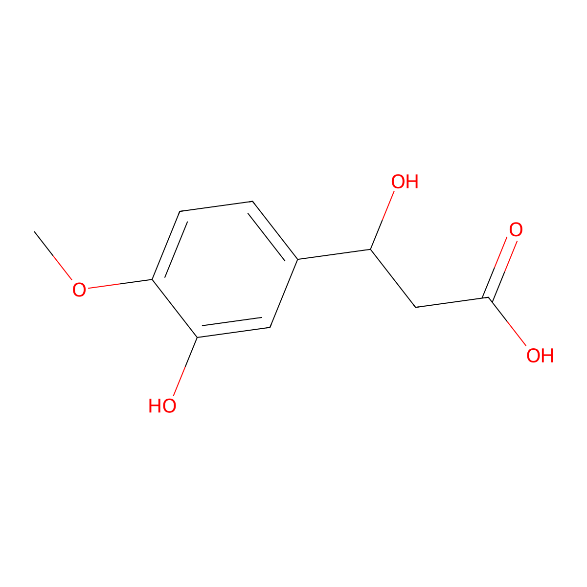 beta,3-Dihydroxy-4-methoxybenzenepropanoic acid molecular structure, CAS 28030-22-0