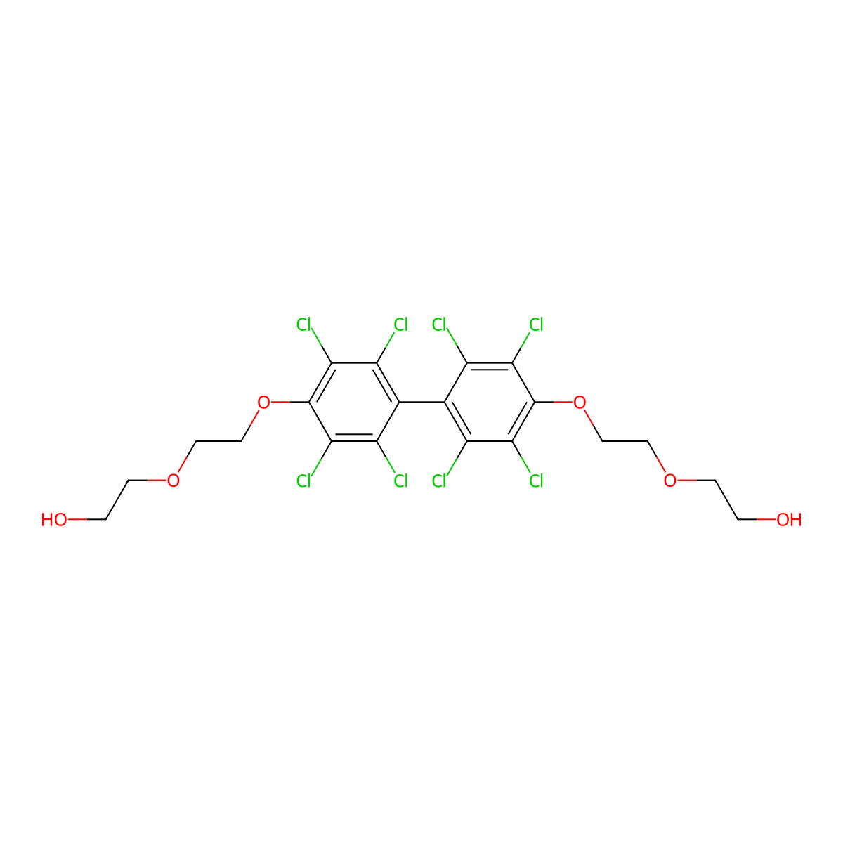 2,2'-((2,2',3,3',5,5',6,6'-Octachloro(1,1'-biphenyl)-4,4'-diyl)bis(oxyethane-2,1-diyloxy))bisethanol molecular structure, CAS 28031-44-9