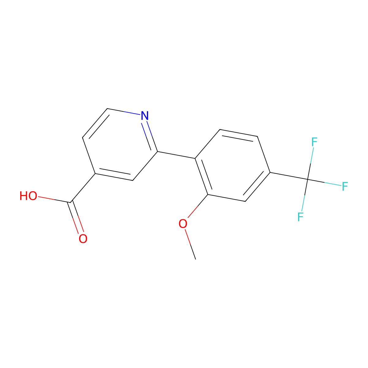2-[2-Methoxy-4-(trifluoromethyl)phenyl]-4-pyridinecarboxylic acid molecular structure, CAS 2803121-41-5