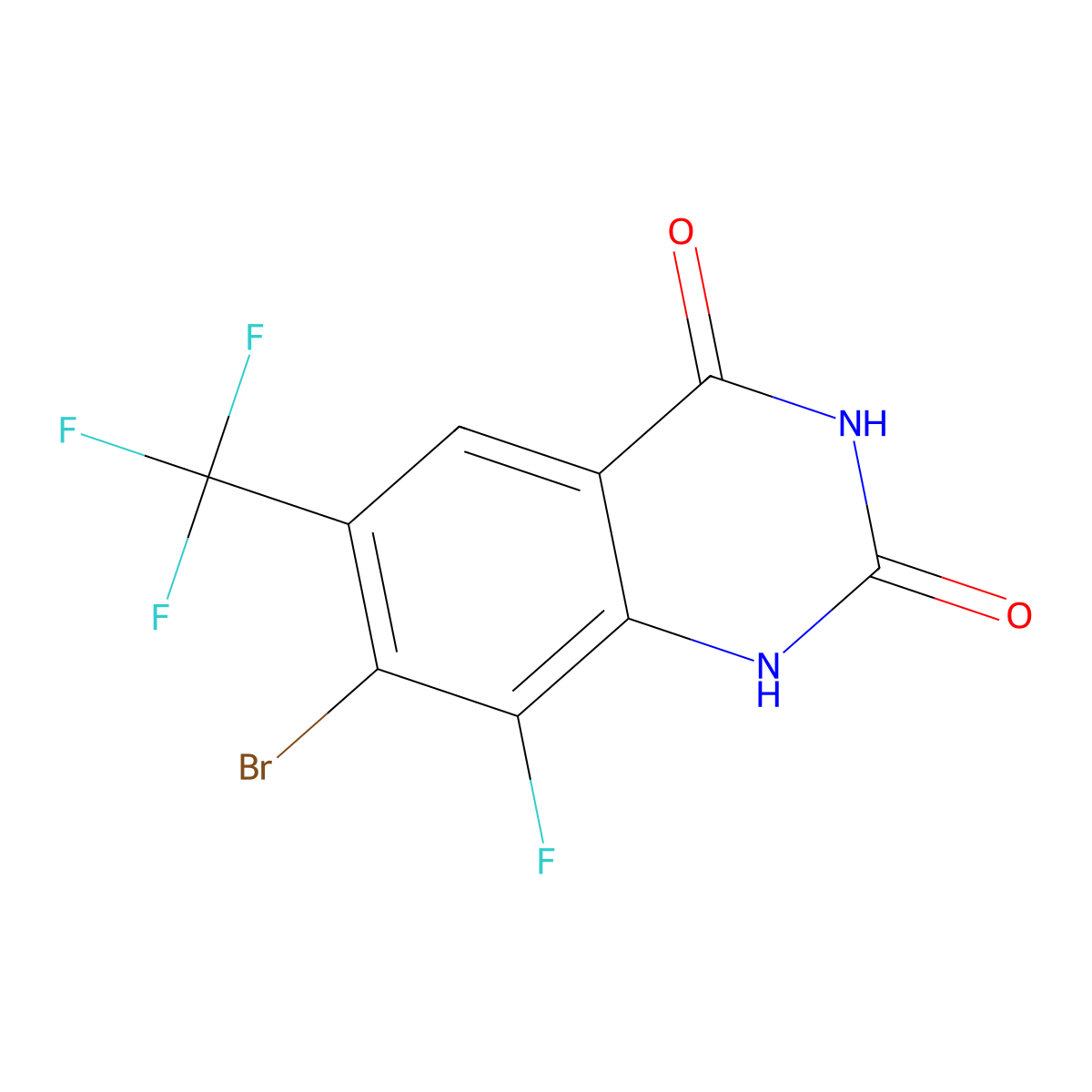7-Bromo-8-fluoro-6-(trifluoromethyl)quinazoline-2,4(1H,3H)-dione molecular structure, CAS 2803279-96-9