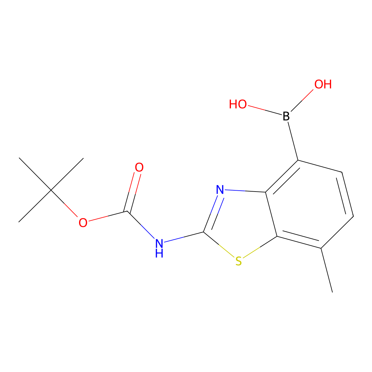 [2-(Tert-butoxycarbonylamino)-7-methyl-1,3-benzothiazol-4-YL]boronic acid molecular structure, CAS 2803281-24-3