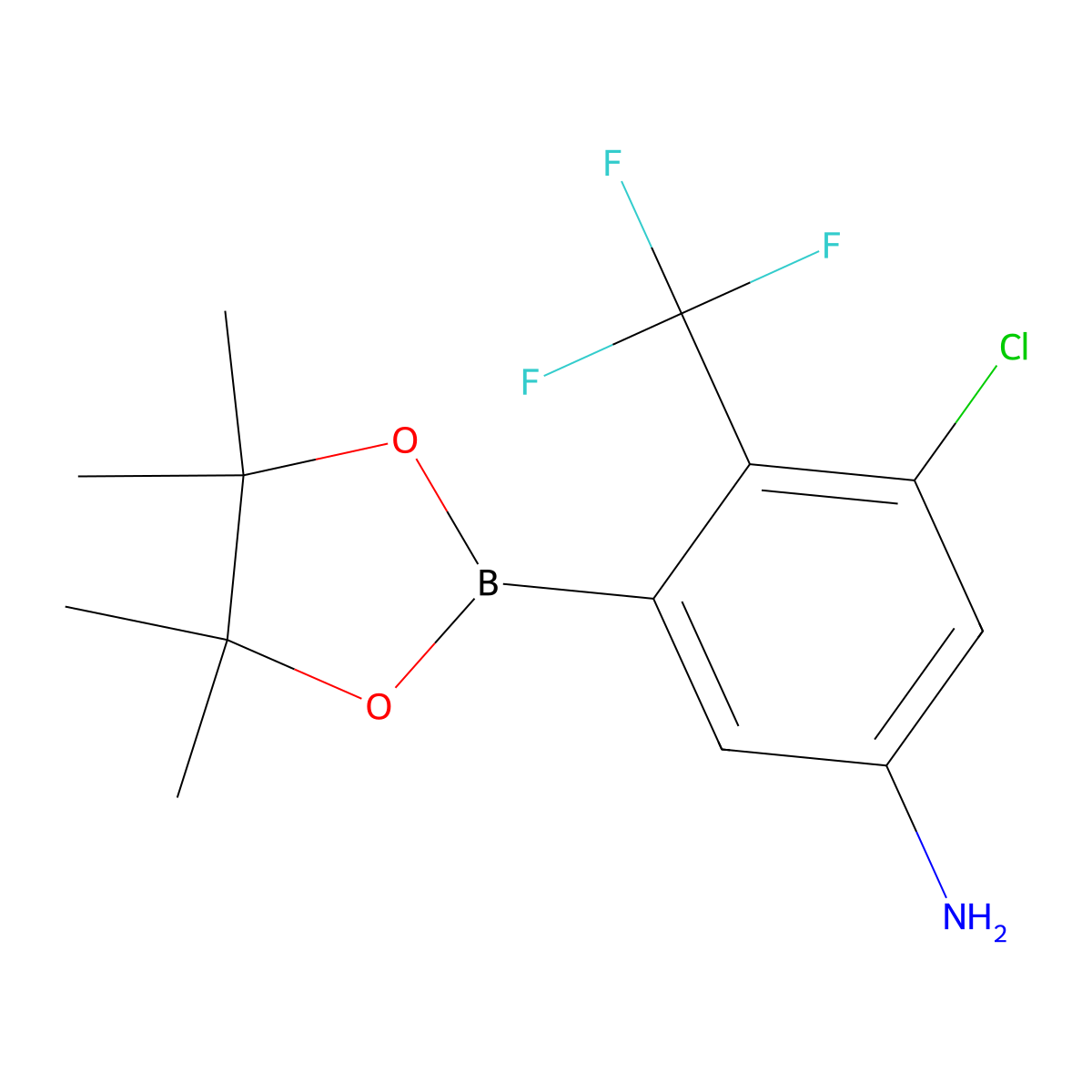 3-Chloro-5-(4,4,5,5-tetramethyl-1,3,2-dioxaborolan-2-YL)-4-(trifluoromethyl)aniline molecular structure, CAS 2803281-62-9