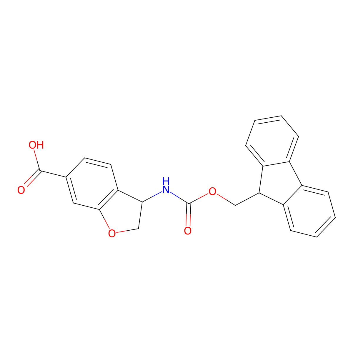 (3R)-3-({[(9H-fluoren-9-yl)methoxy]carbonyl}amino)-2,3-dihydro-1-benzofuran-6-carboxylic acid molecular structure, CAS 2803354-86-9
