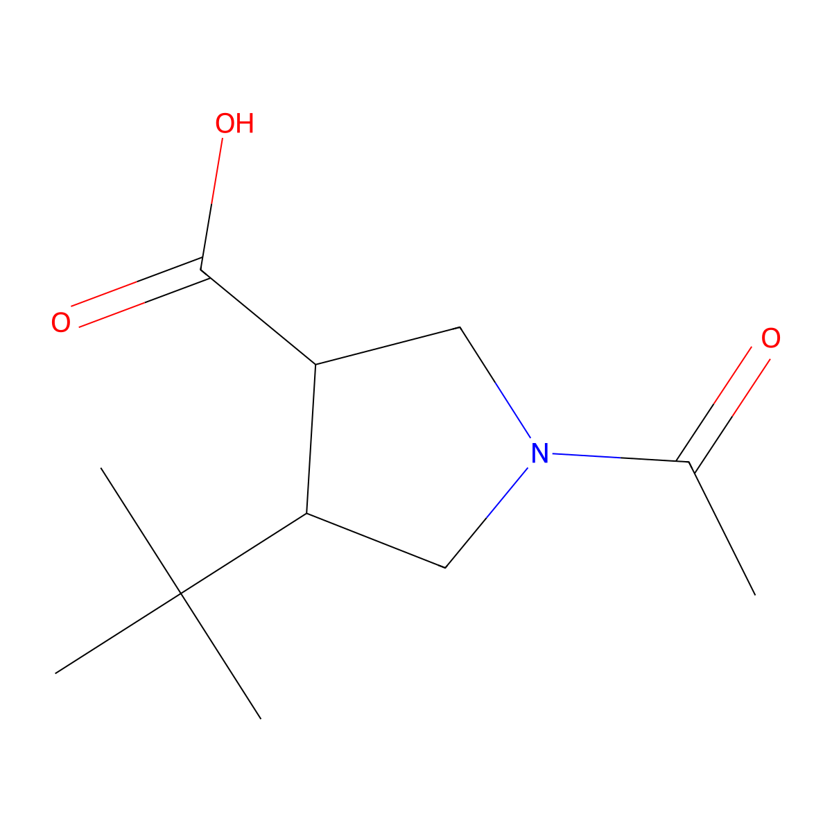 rac-(3R,4S)-1-acetyl-4-tert-butylpyrrolidine-3-carboxylic acid molecular structure, CAS 2803358-68-9