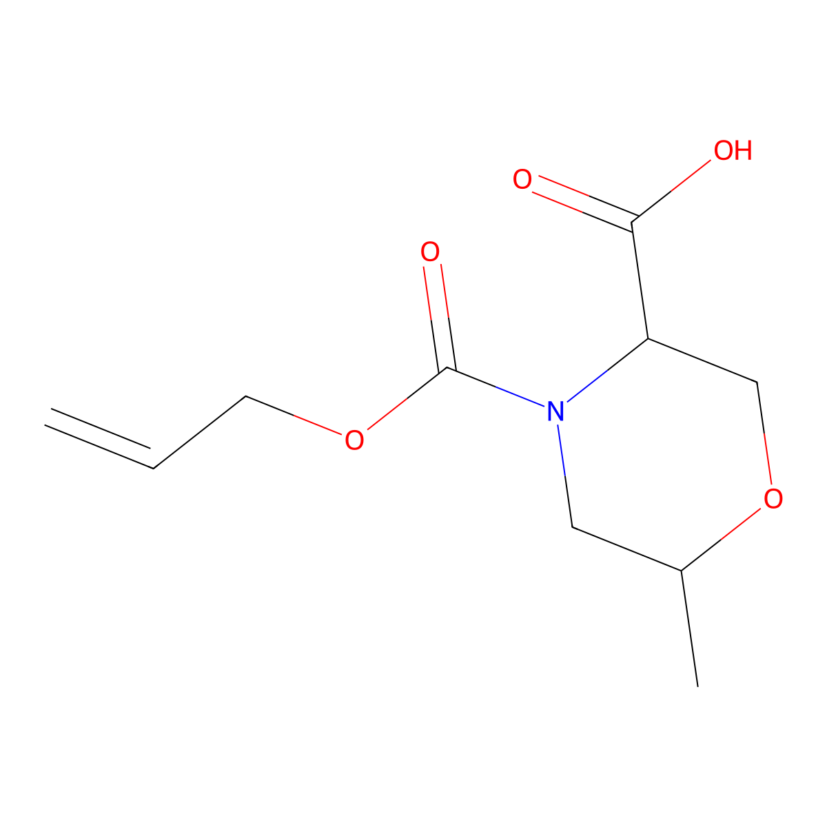 (3R,6R)-6-methyl-4-[(prop-2-en-1-yloxy)carbonyl]morpholine-3-carboxylic acid molecular structure, CAS 2803359-86-4