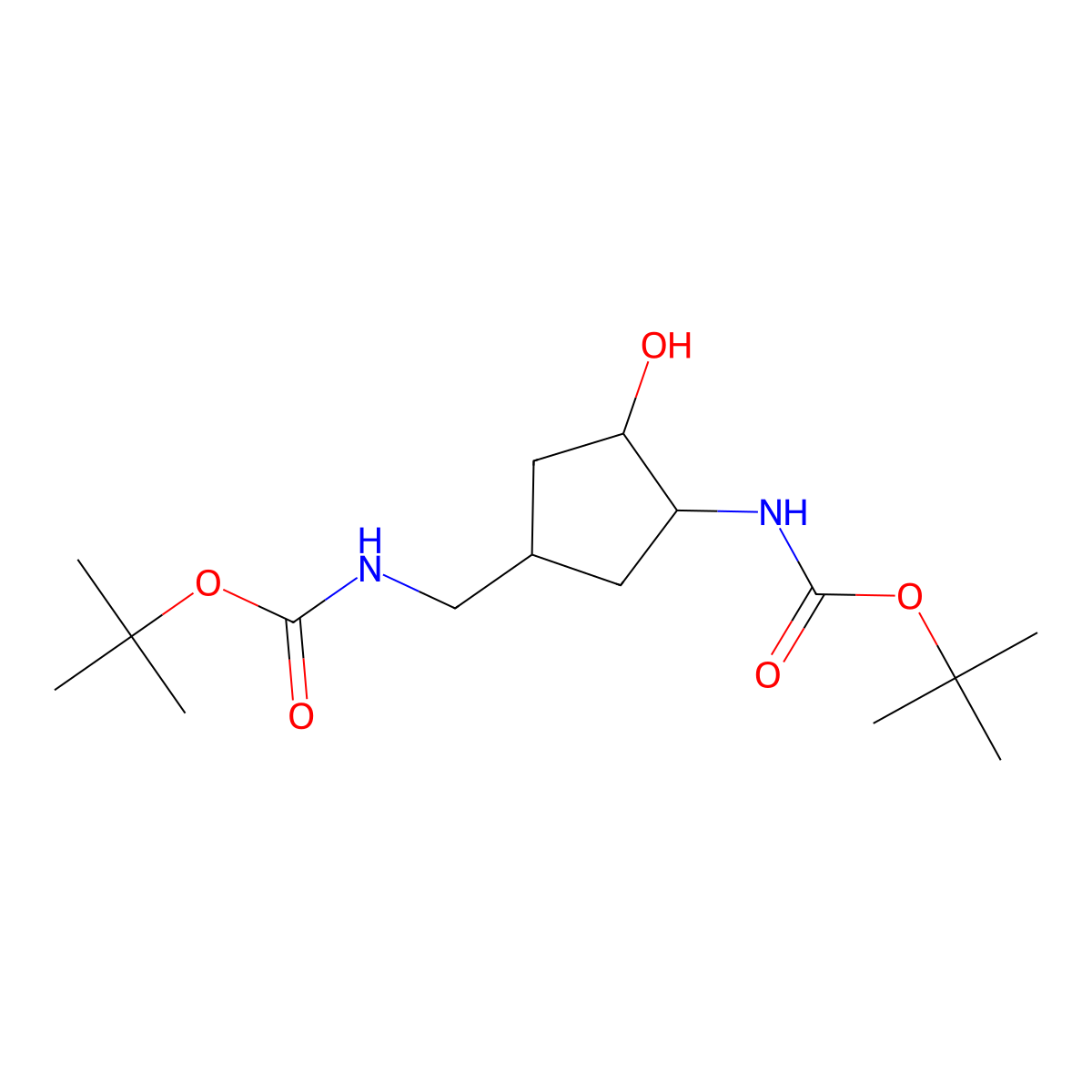 rac-tert-butyl N-[(1R,2R,4S)-4-({[(tert-butoxy)carbonyl]amino}methyl)-2-hydroxycyclopentyl]carbamate molecular structure, CAS 2803360-01-0