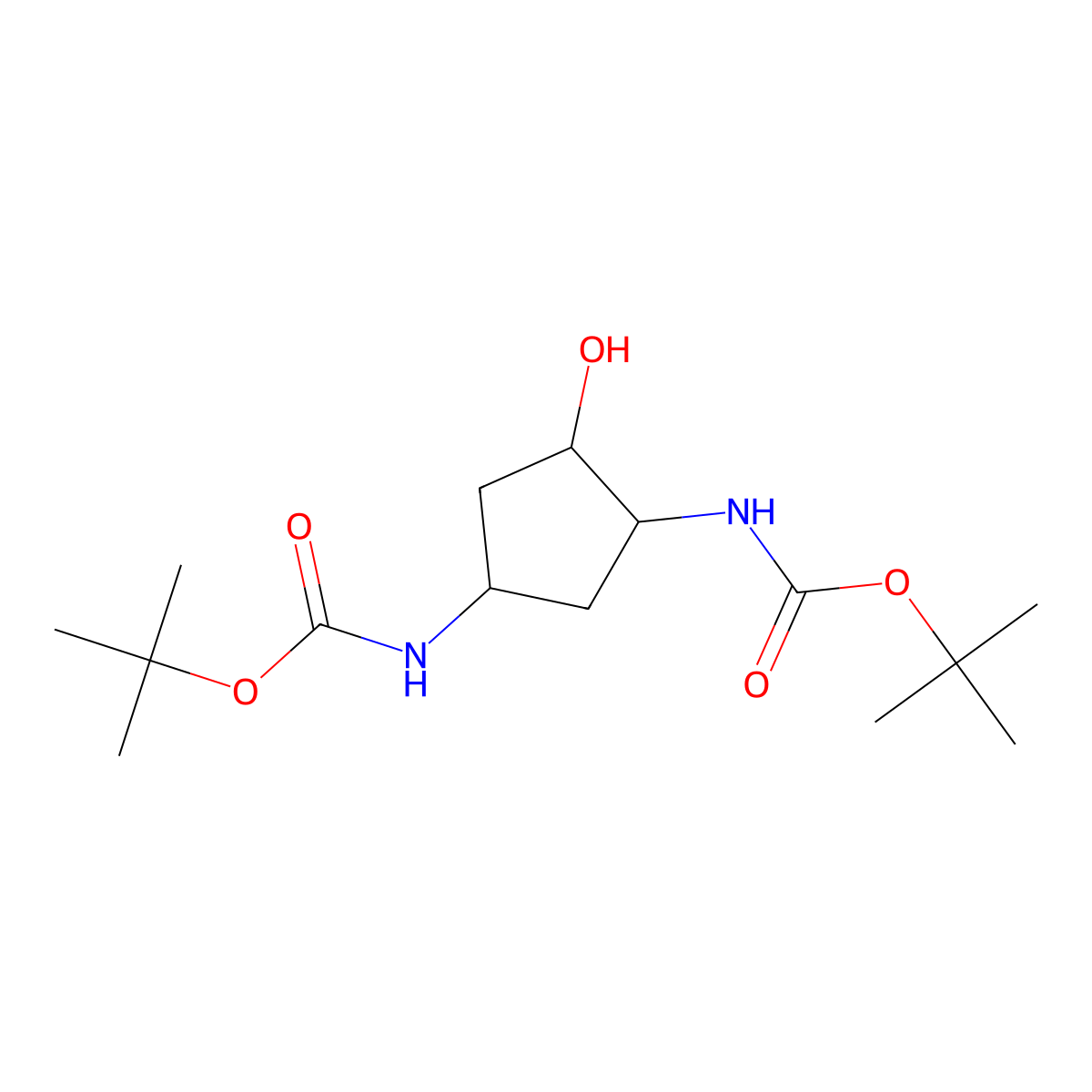 rac-tert-butyl N-[(1R,2R,4R)-4-{[(tert-butoxy)carbonyl]amino}-2-hydroxycyclopentyl]carbamate molecular structure, CAS 2803360-53-2