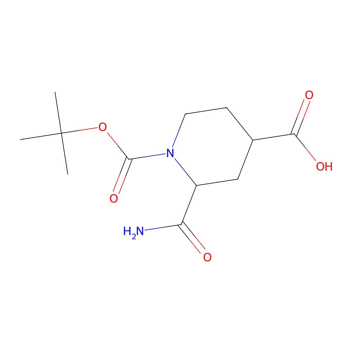 rac-(2R,4S)-1-[(tert-butoxy)carbonyl]-2-carbamoylpiperidine-4-carboxylic acid molecular structure, CAS 2803366-39-2