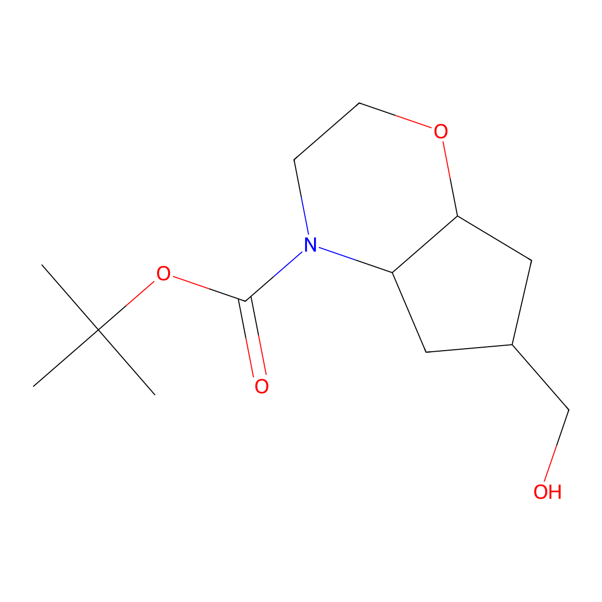 rac-tert-butyl (4aR,6S,7aS)-6-(hydroxymethyl)-octahydrocyclopenta[b][1,4]oxazine-4-carboxylate molecular structure, CAS 2803367-17-9