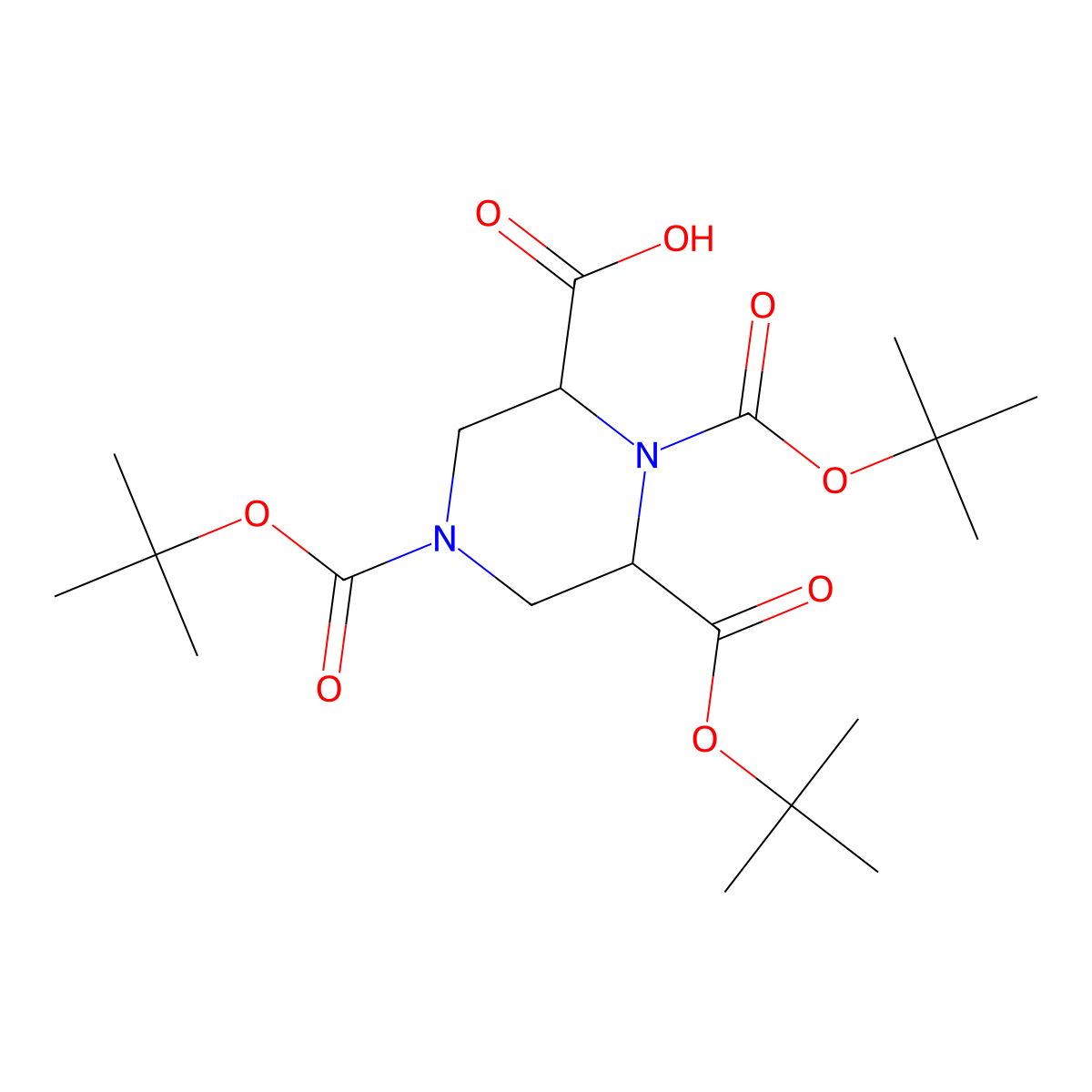 rac-(2R,6S)-1,4,6-tris[(tert-butoxy)carbonyl]piperazine-2-carboxylic acid molecular structure, CAS 2803369-09-5