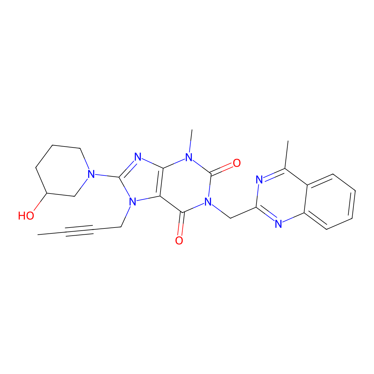 3-Deamino 3-Hydroxy Linagliptin molecular structure, CAS 2803369-89-1
