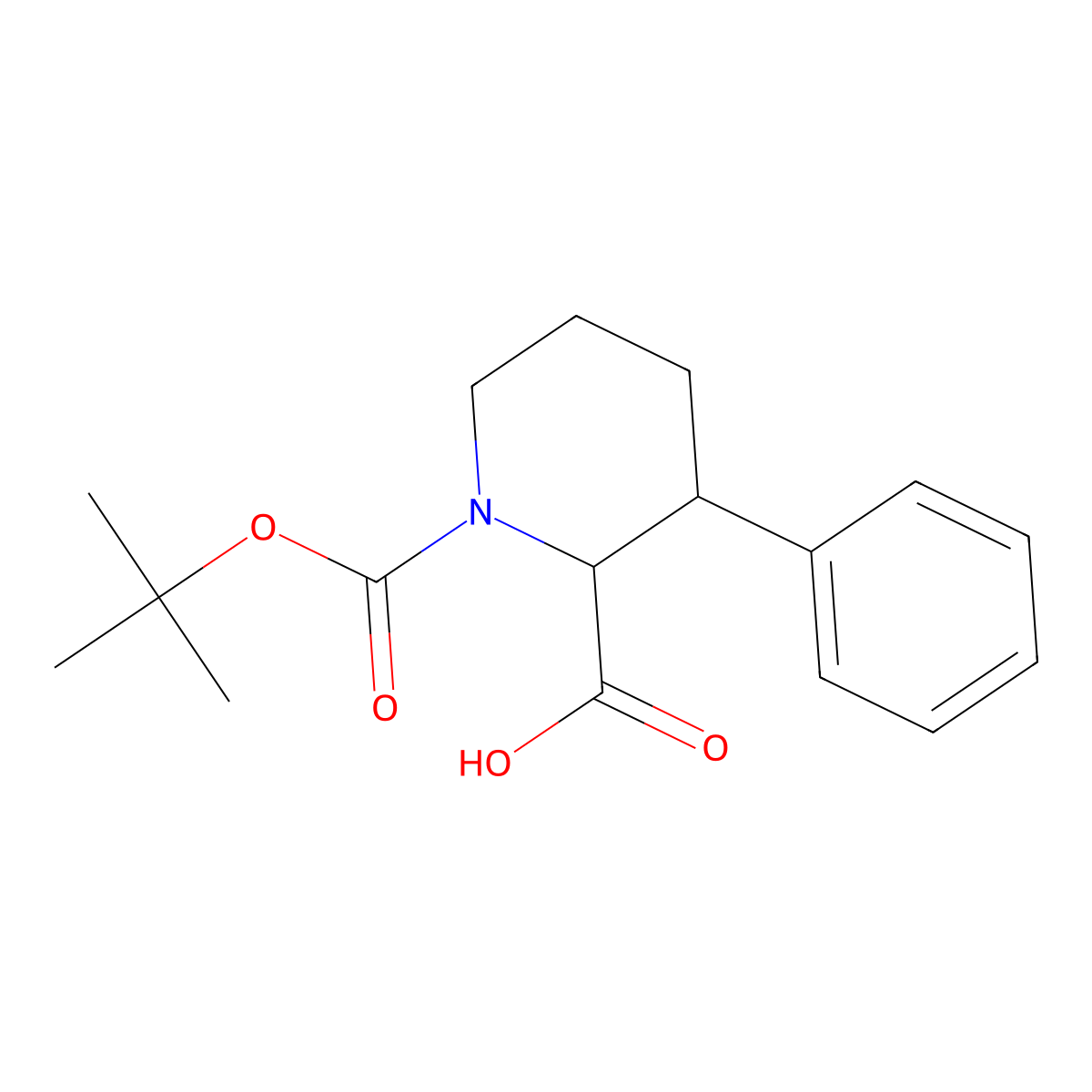 (2R,3S)-1-tert-butoxycarbonyl-3-phenyl-piperidine-2-carboxylic acid molecular structure, CAS 2803372-93-0