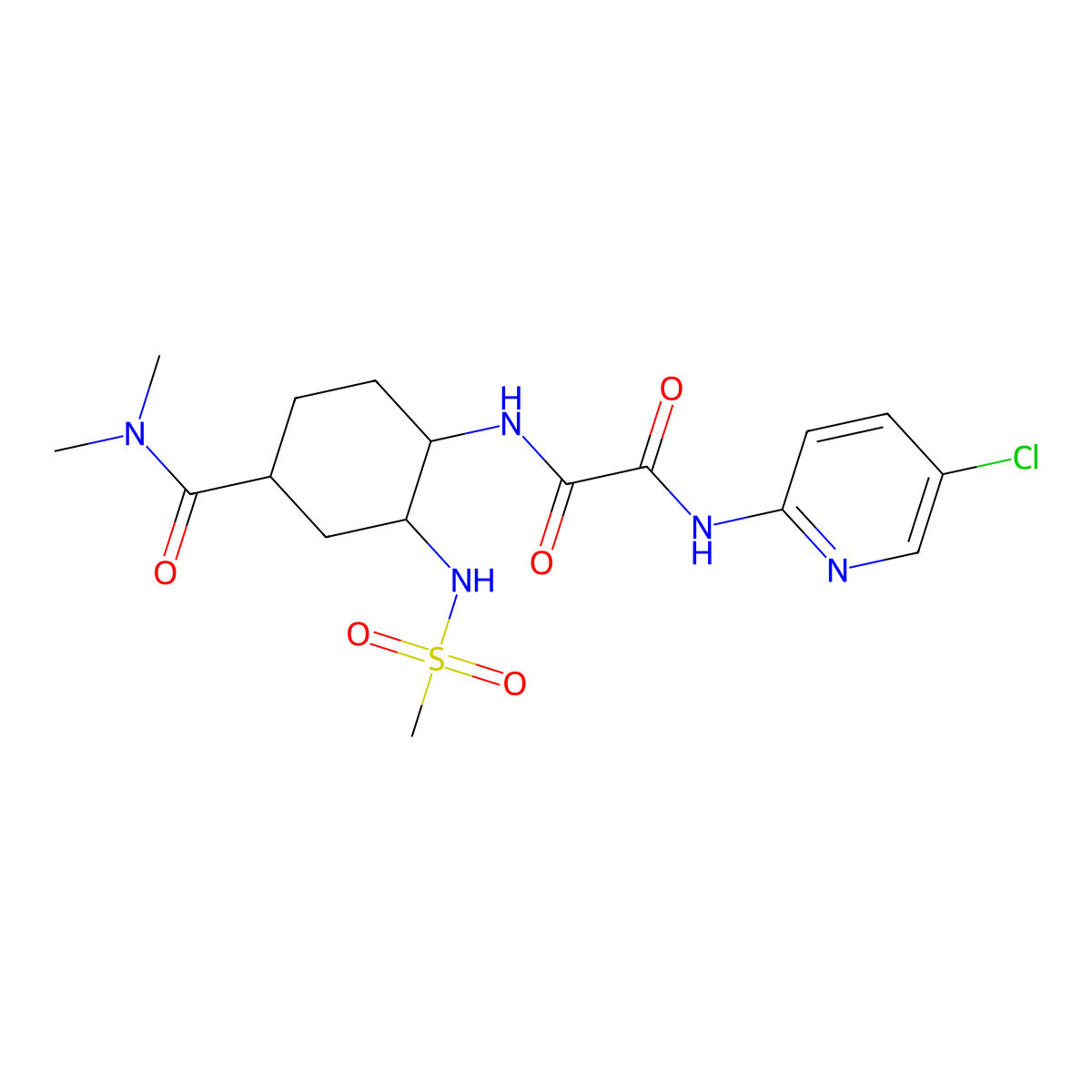 N1-(5-Chloropyridin-2-YL)-N2-((1S,2R,4S)-4-(dimethylcarbamoyl)-2-(methylsulfonamido)cyclohexyl)oxalamide molecular structure, CAS 2803374-26-5