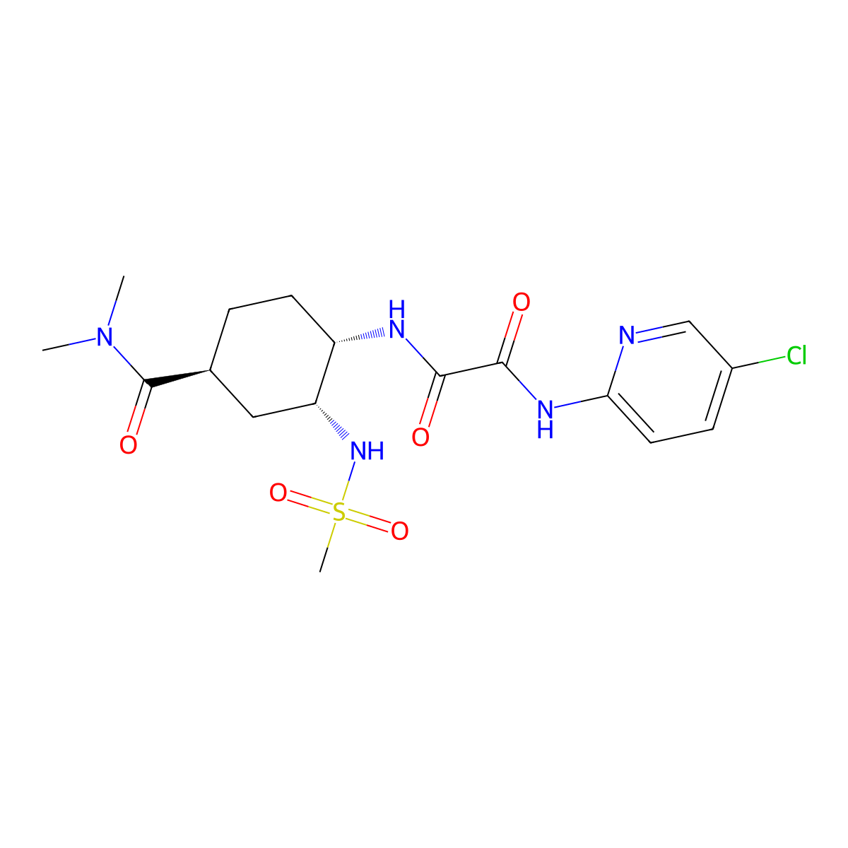 N1-(5-Chloropyridin-2-YL)-N2-((1S,2R,4S)-4-(dimethylcarbamoyl)-2-(methylsulfonamido)cyclohexyl)oxalamide molecular structure, CAS 2803374-26-5