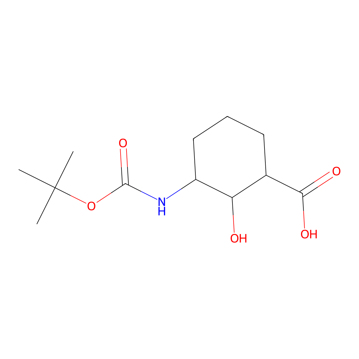 rac-(1R,2R,3S)-3-{[(tert-butoxy)carbonyl]amino}-2-hydroxycyclohexane-1-carboxylic acid molecular structure, CAS 2803374-96-9