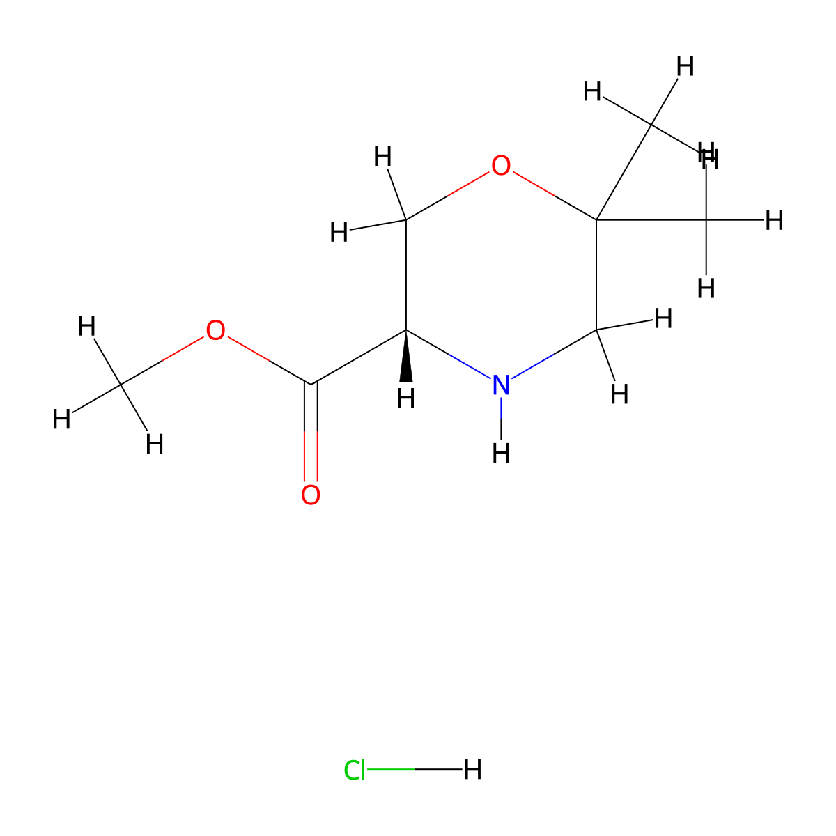 Methyl (S)-6,6-dimethylmorpholine-3-carboxylate hydrochloride molecular structure, CAS 2803375-13-3