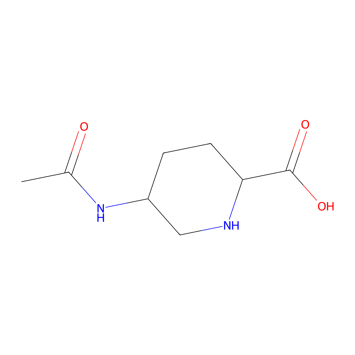 rac-(2R,5S)-5-acetamidopiperidine-2-carboxylic acid molecular structure, CAS 2803375-18-8