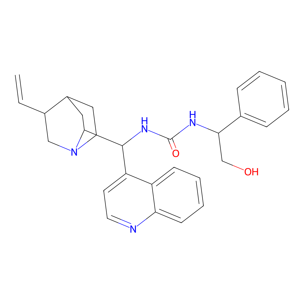 1-((R)-2-Hydroxy-1-phenylethyl)-3-((S)-quinolin-4-yl((1S,2S,4S,5R)-5-vinylquinuclidin-2-yl)methyl)urea molecular structure, CAS 2803375-27-9