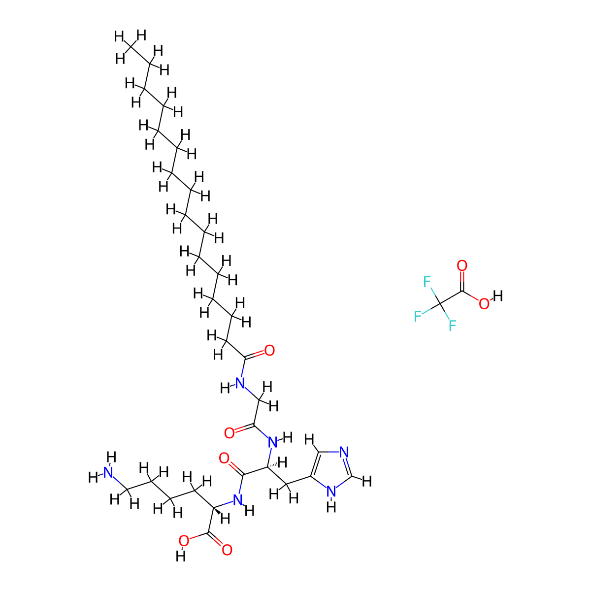 Pal-Gly-His-Lys-OH trifluoroacetate molecular structure, CAS 2803375-47-3