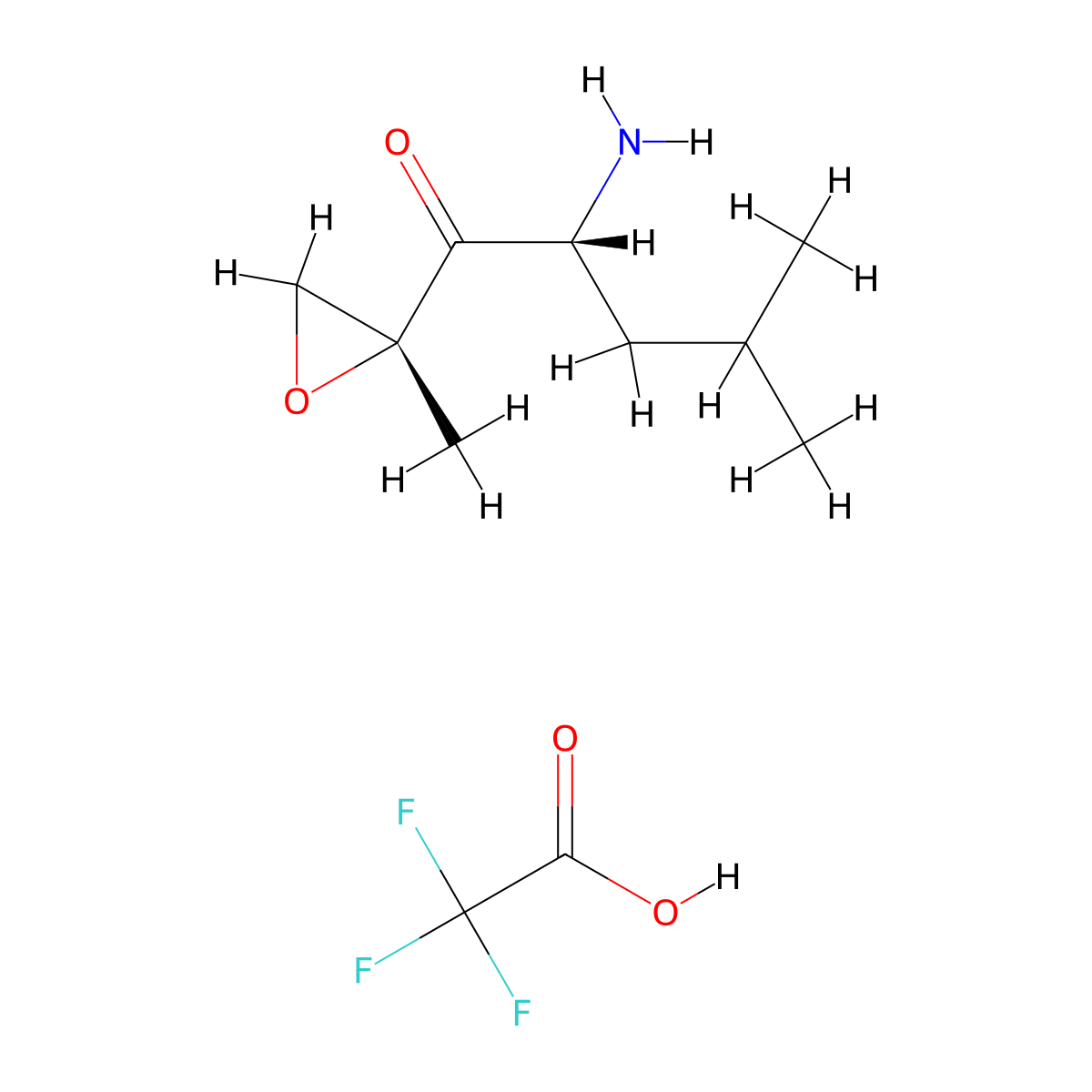 (R)-2-amino-4-methyl-1-((R)-2-methyloxiran-2-yl)pentan-1-one 2,2,2-trifluoroacetate molecular structure, CAS 2803375-51-9