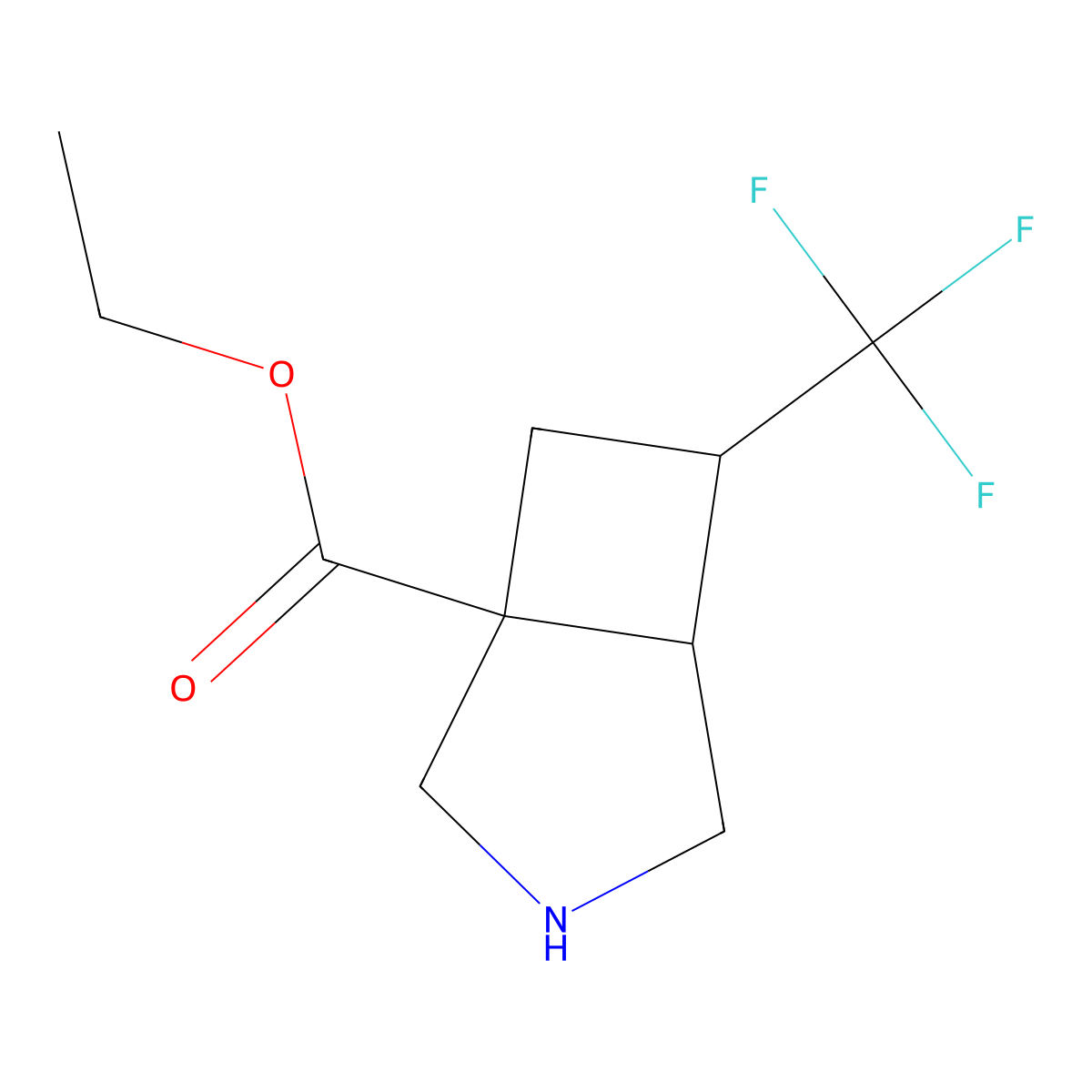 rac-ethyl (1R,5R,6S)-6-(trifluoromethyl)-3-azabicyclo[3.2.0]heptane-1-carboxylate molecular structure, CAS 2803376-01-2