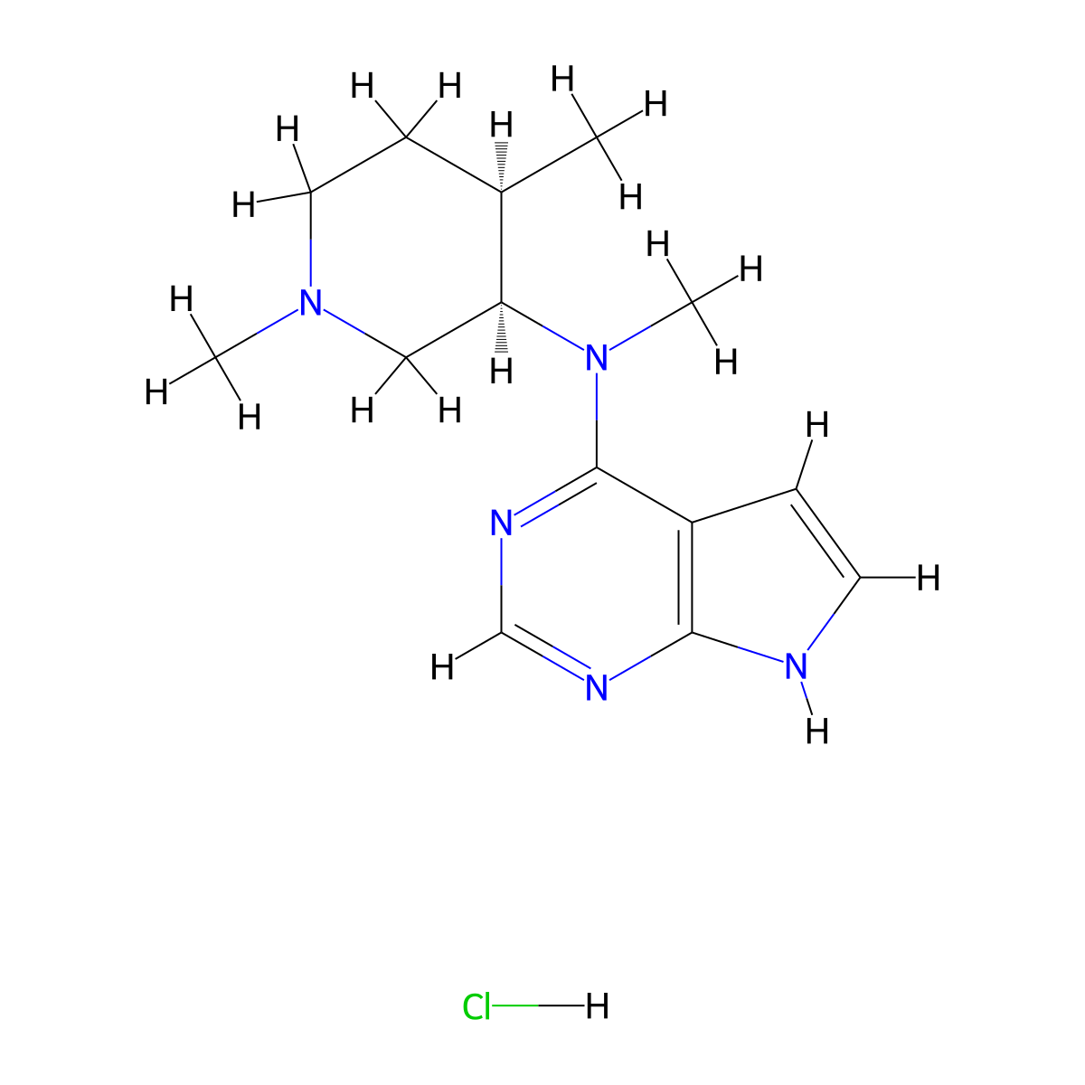 N-((3R,4R)-1,4-diMethylpiperidin-3-yl)-N-Methyl-7H-pyrrolo[2,3-d]pyriMidin-4-aMine (Hydrochloride) molecular structure, CAS 2803376-19-2