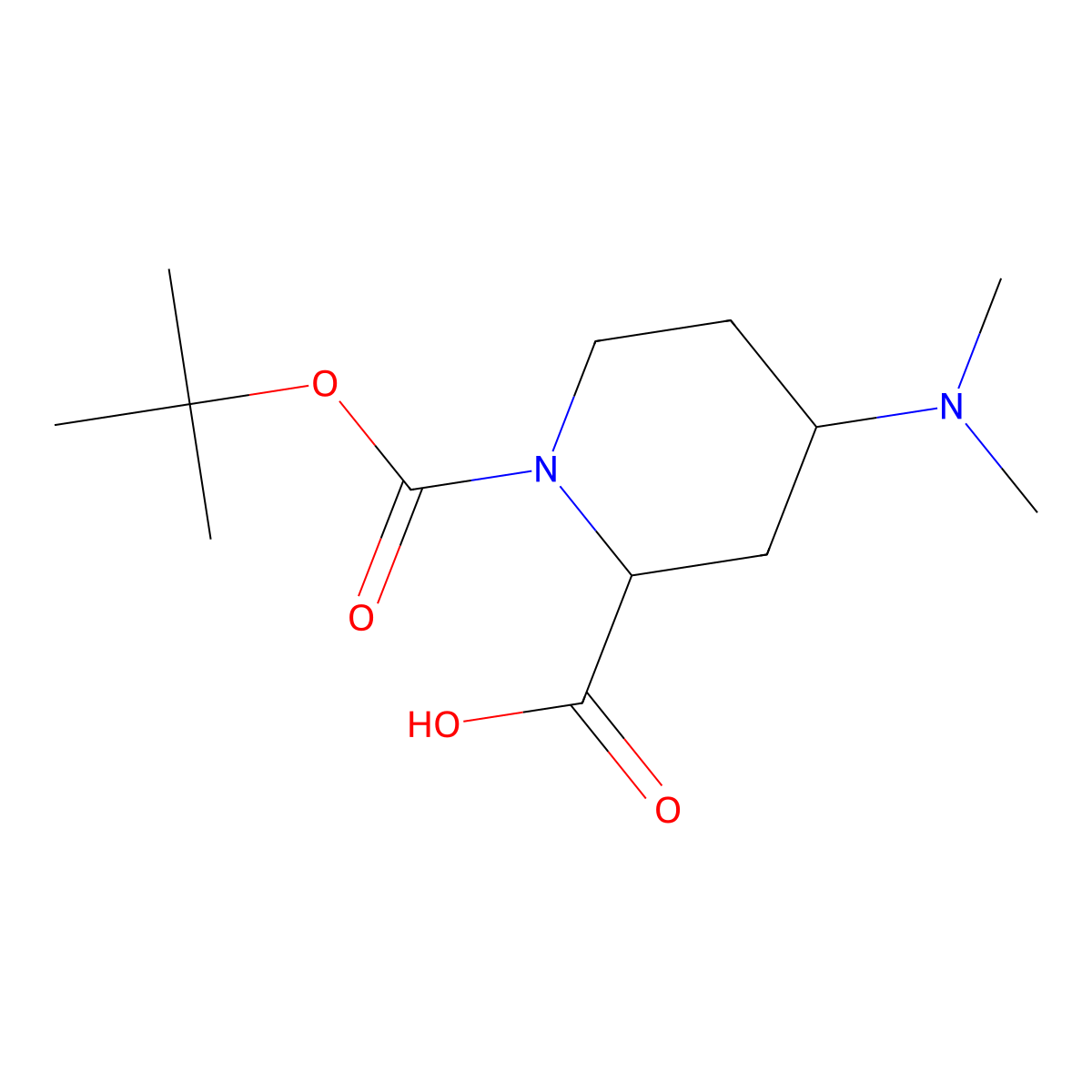 rac-(2R,4S)-1-[(tert-butoxy)carbonyl]-4-(dimethylamino)piperidine-2-carboxylic acid molecular structure, CAS 2803376-45-4