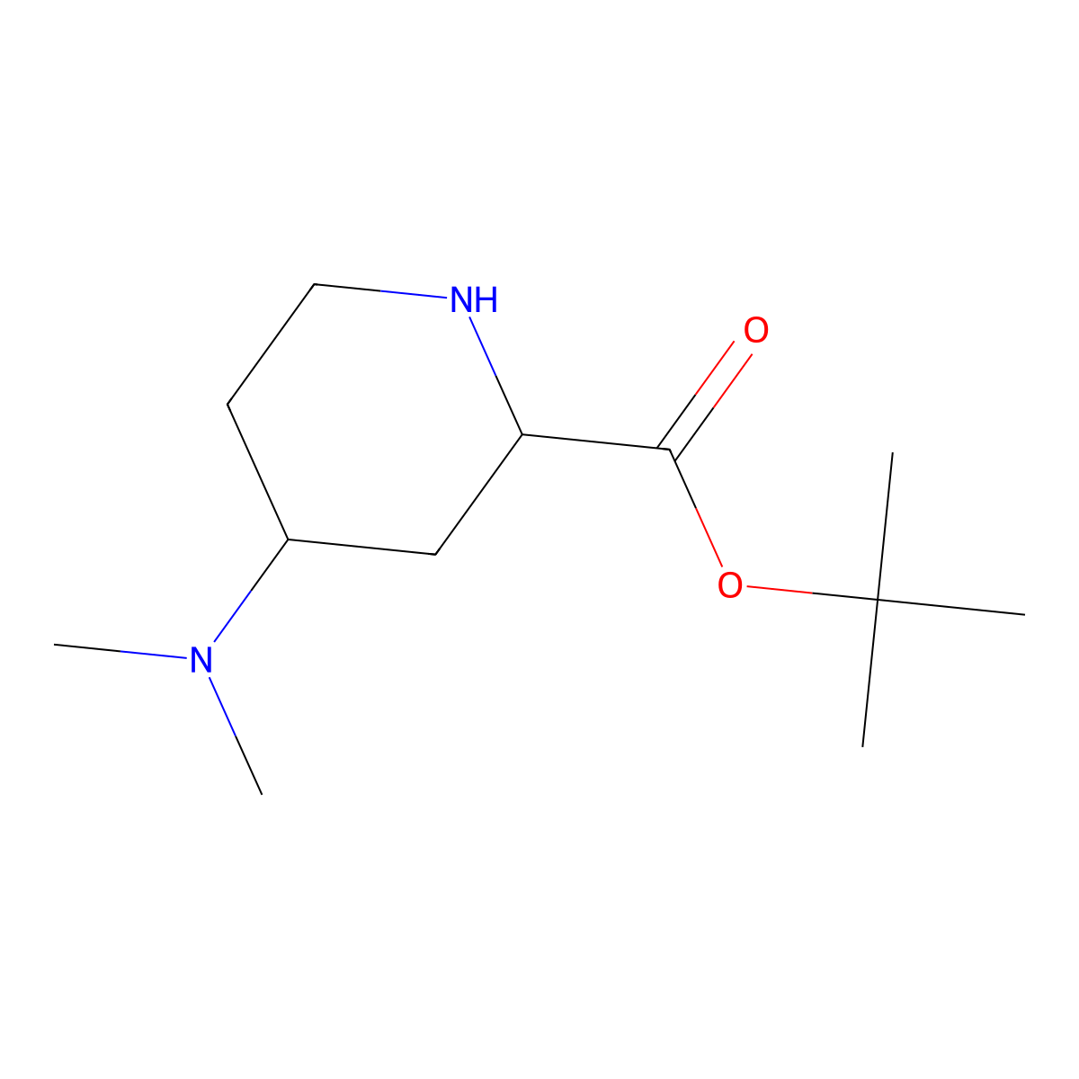 rac-tert-butyl (2R,4S)-4-(dimethylamino)piperidine-2-carboxylate molecular structure, CAS 2803376-50-1