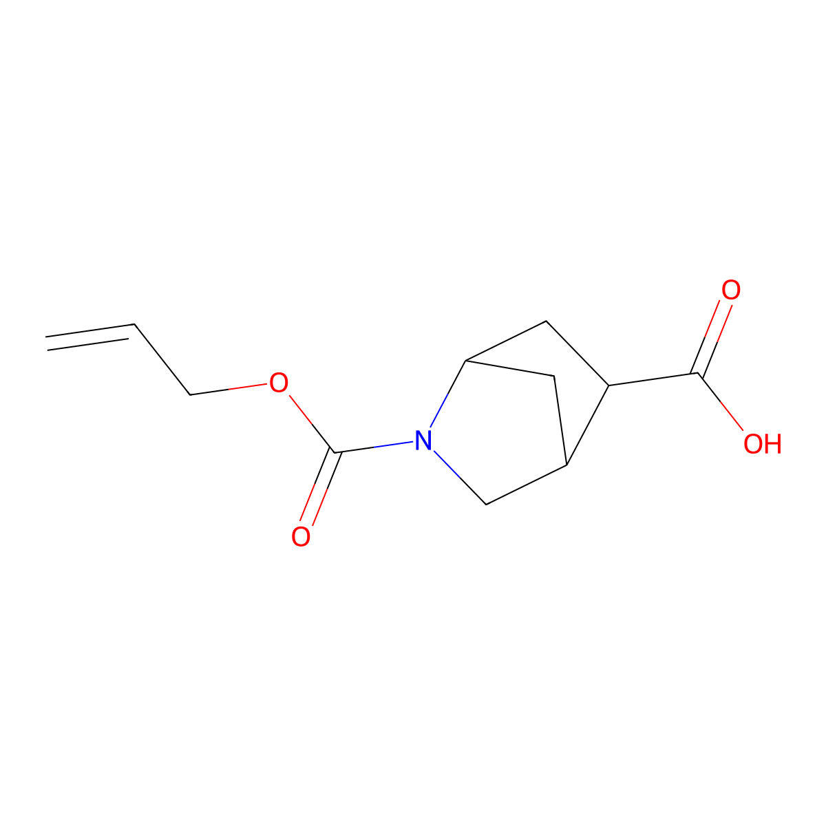 rac-(1R,4S,5S)-2-[(prop-2-en-1-yloxy)carbonyl]-2-azabicyclo[2.2.1]heptane-5-carboxylic acid molecular structure, CAS 2803377-25-3