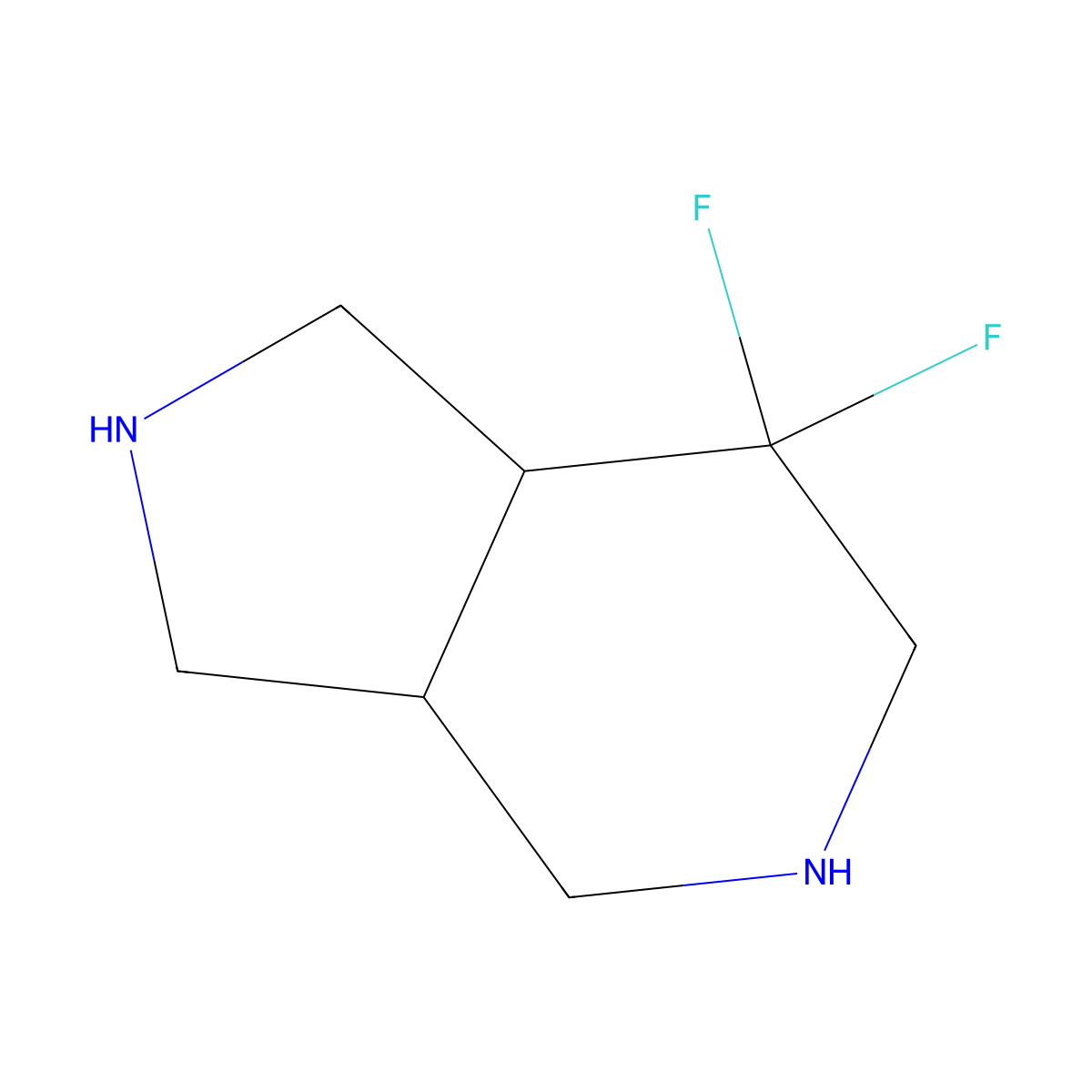 rac-(3aR,7aS)-7,7-difluoro-octahydro-1H-pyrrolo[3,4-c]pyridine molecular structure, CAS 2803402-43-7