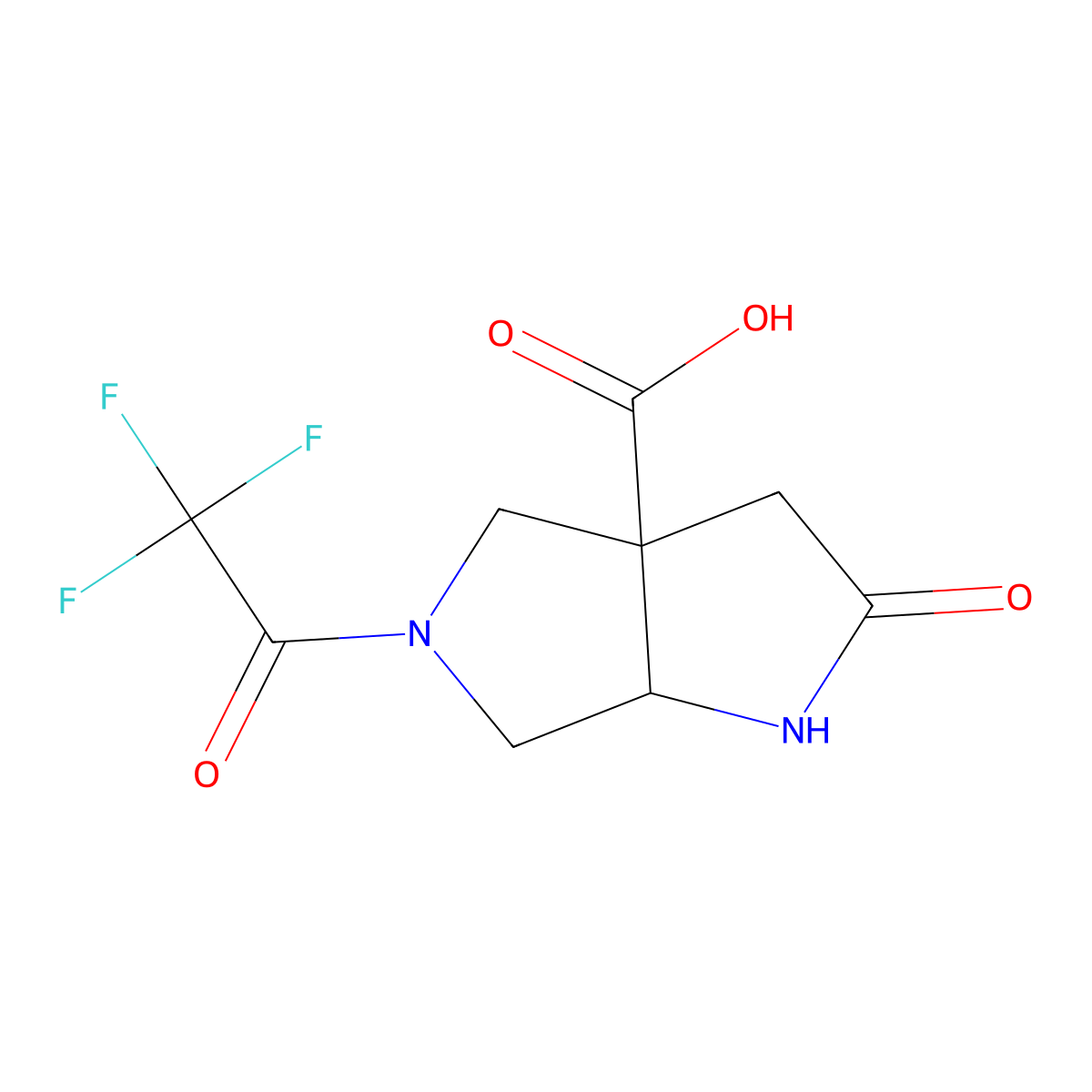 rac-(3aR,6aS)-2-oxo-5-(2,2,2-trifluoroacetyl)-octahydropyrrolo[3,4-b]pyrrole-3a-carboxylic acid molecular structure, CAS 2803402-56-2