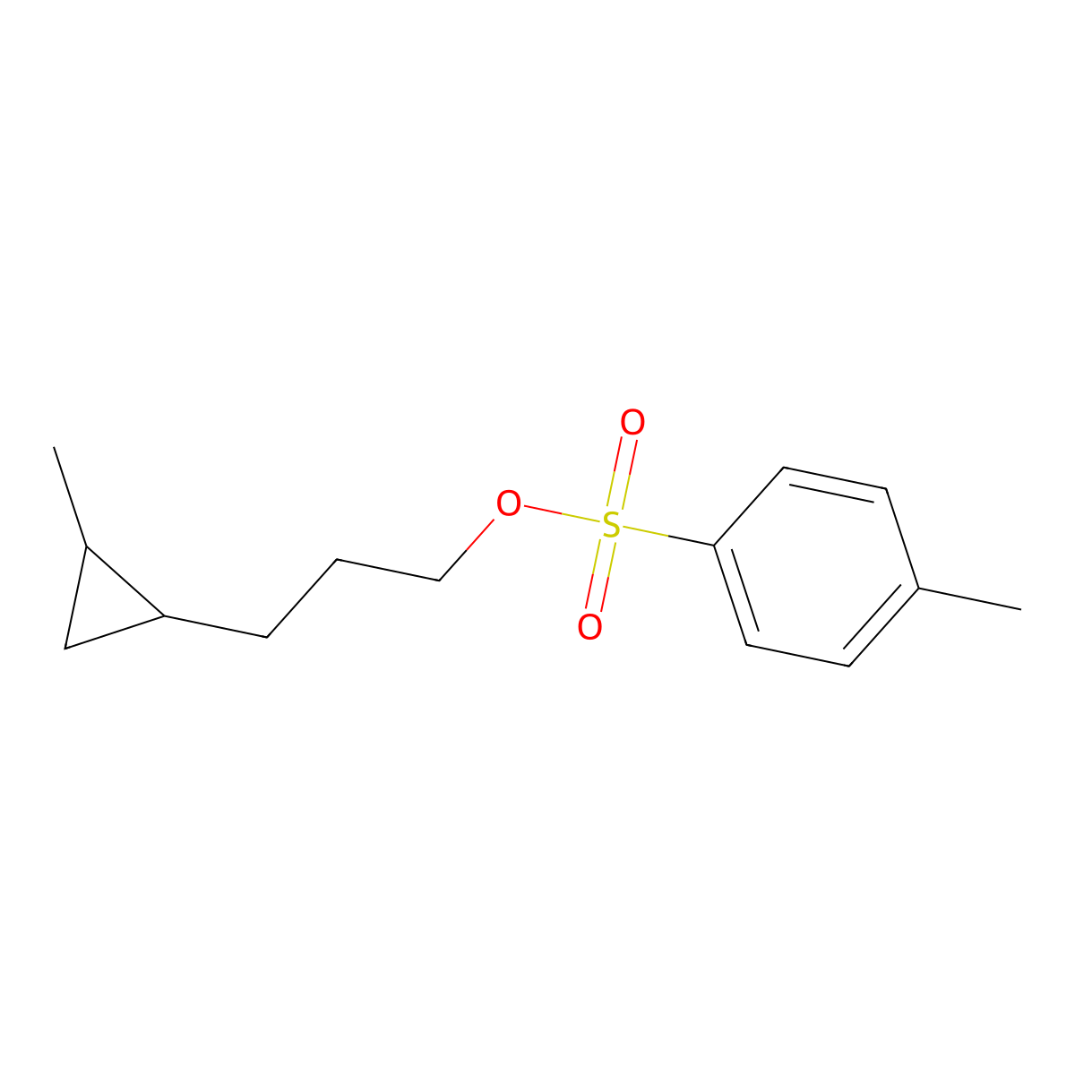 rac-3-[(1R,2S)-2-methylcyclopropyl]propyl 4-methylbenzene-1-sulfonate molecular structure, CAS 2803405-47-0