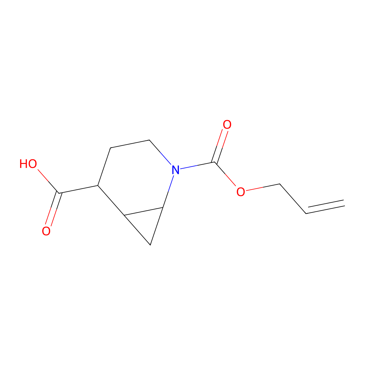 rac-(1R,5R,6R)-2-[(prop-2-en-1-yloxy)carbonyl]-2-azabicyclo[4.1.0]heptane-5-carboxylic acid molecular structure, CAS 2803406-40-6